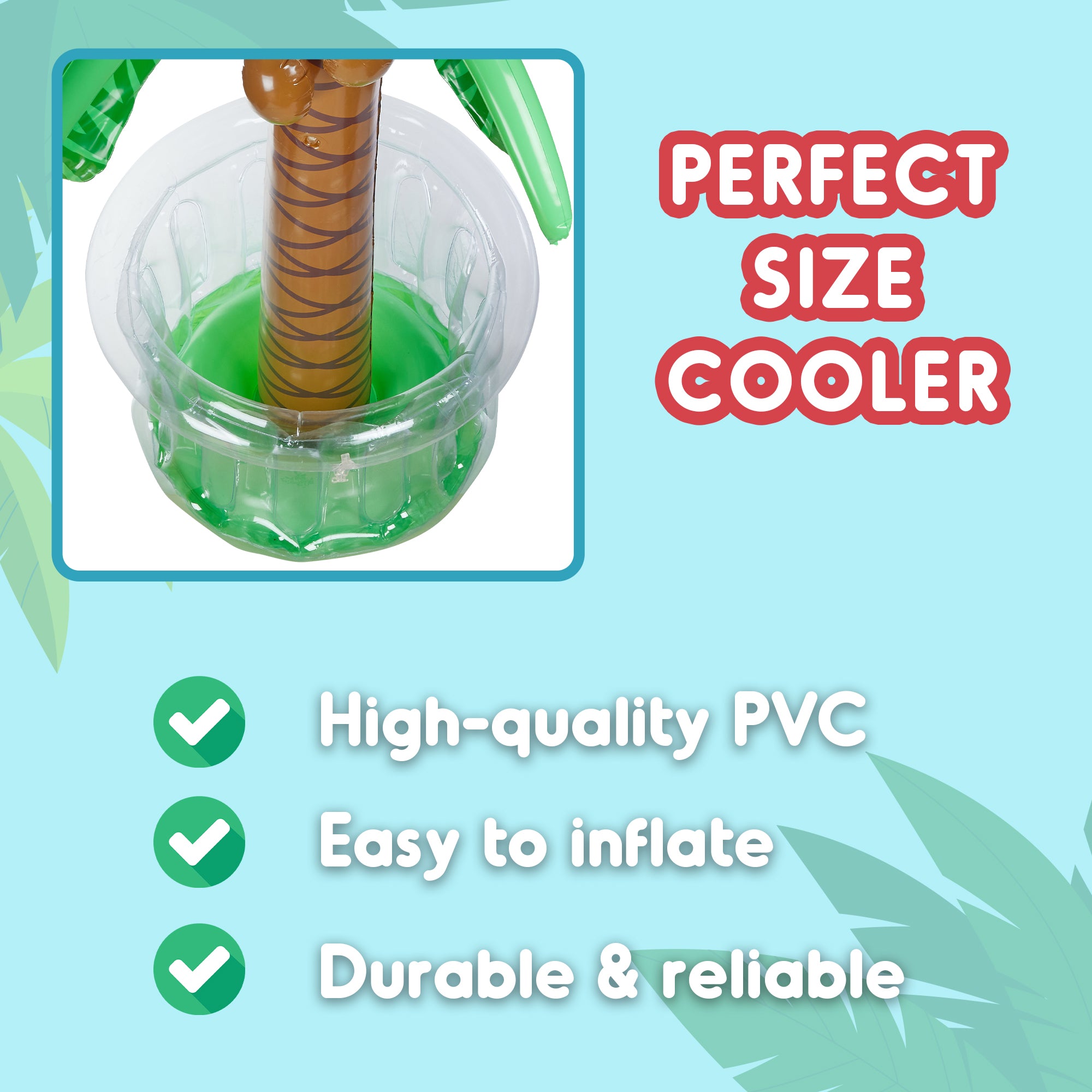 Inflatable Palm Tree Cooler 60" - 2 Pack Blow Up Palm Tree Party Cooler, Luau Hawaiian Tropical Beach Theme, Summer Swimming Pool Party Decorations - Outdoor Party Supplies - Kids Adults