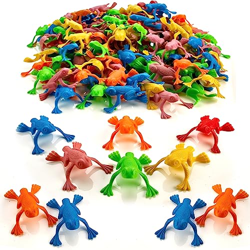 Mega Pack of Jump n Leap Frog Toys - 144 Pack - 2 Inch - Assorted Colors Exciting Jumping Plastic Frogs