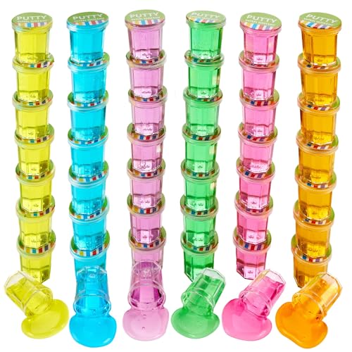 Mini Putty with Glitter - 48 Pack Neon Color Sludge - Educational Fidget Toy - Stress Relief, Party Favors