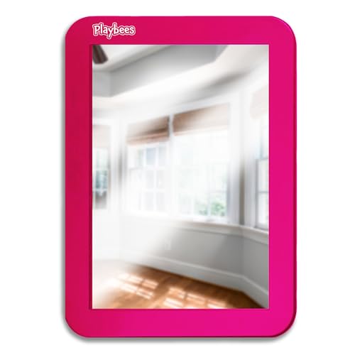 Magnetic Locker Mirror - 5" x 7" Pink - Ideal for School Locker, Refrigerator, and Home Use
