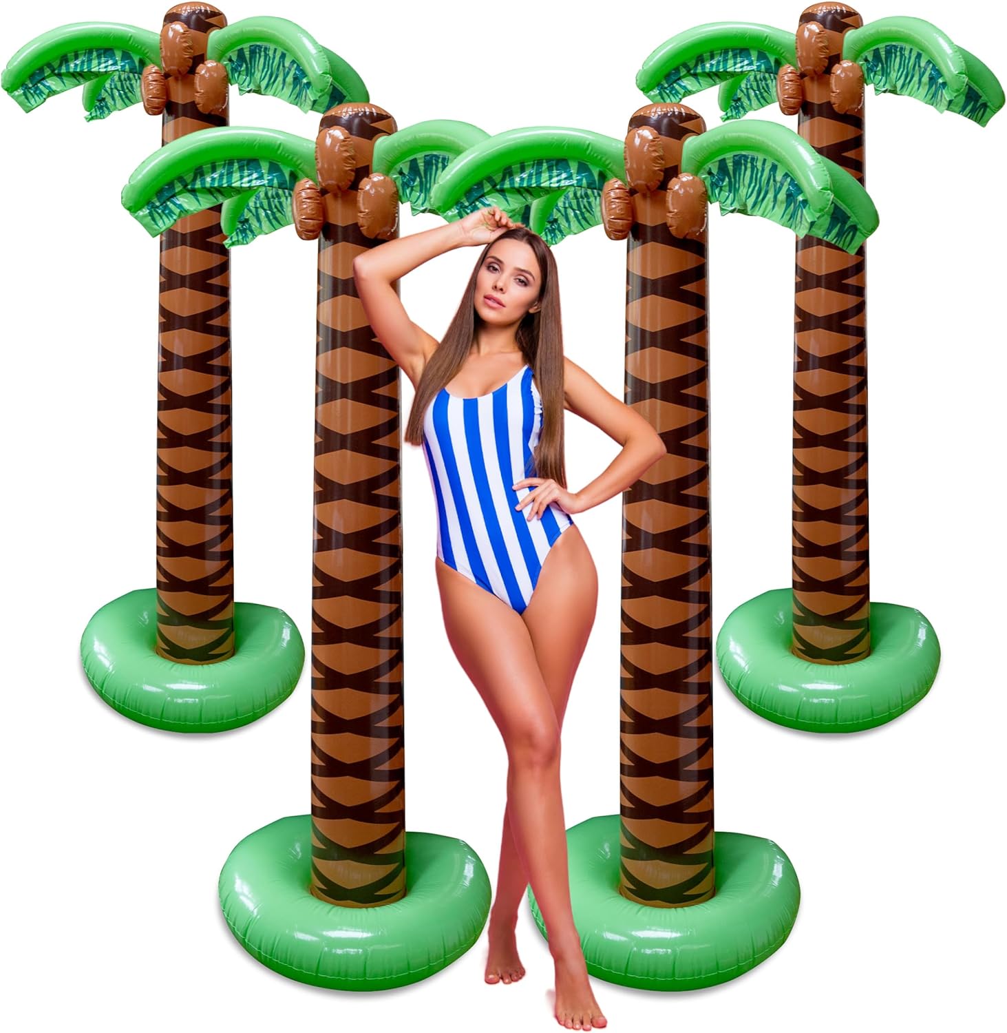 Giant Inflatable Palm Trees - 8 Pack - 6 Foot Super Sturdy Artificial Trees