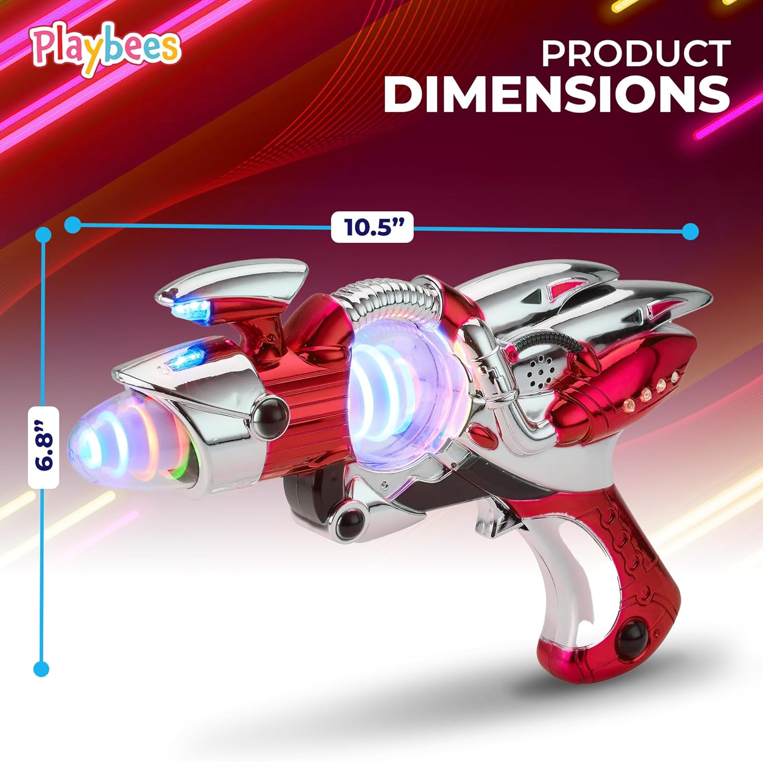 Light-Up Noise Blaster - Red - 11.5 Inches - Super Spinning Space Sound Effects