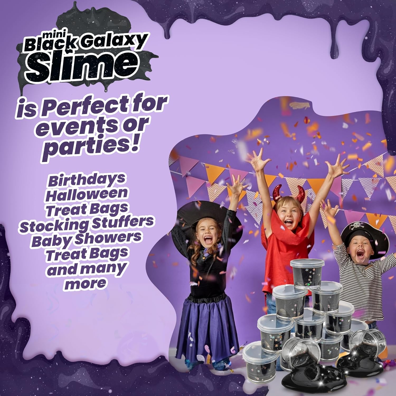Black Nebula Slime - 24 Pack - Galaxy Star Slime Party Favors