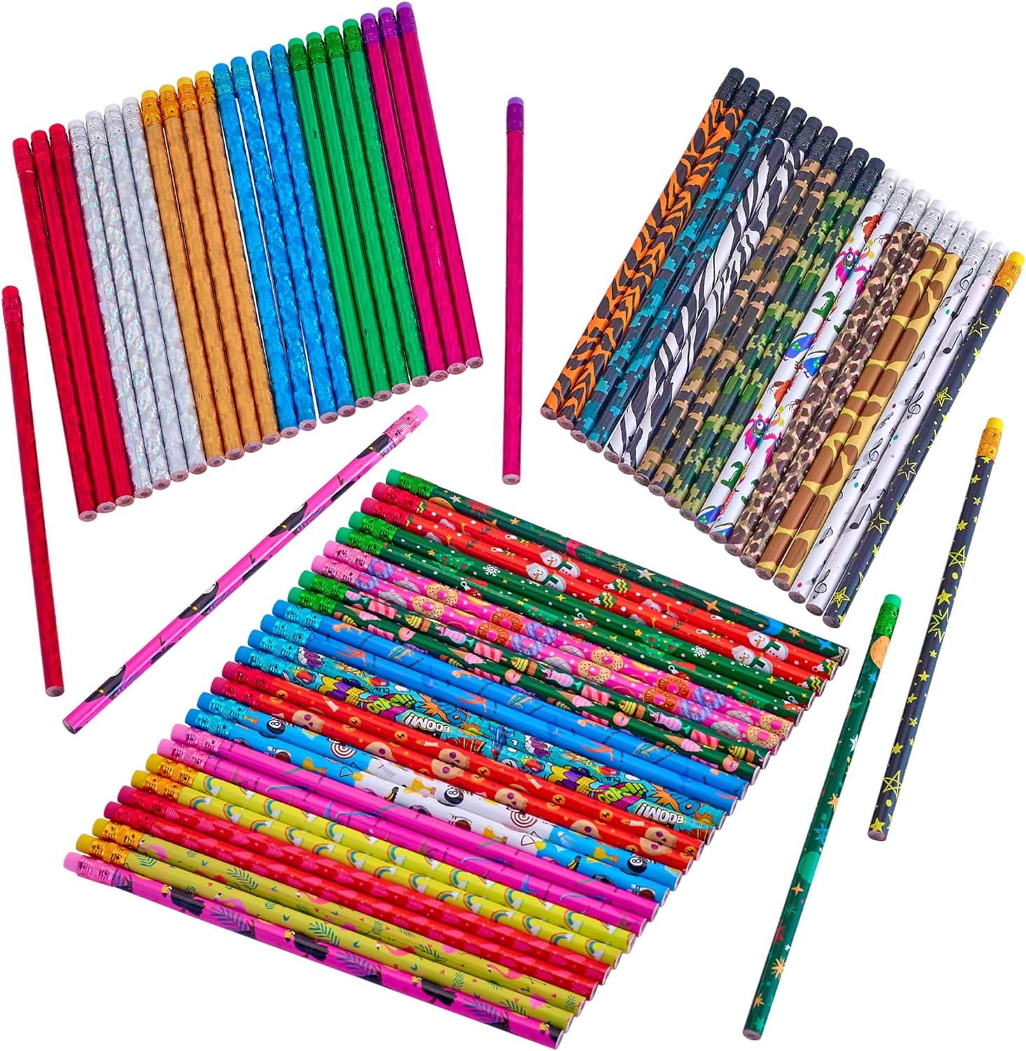 Pencil Assortment 144PC - Assorted Colorful Pencils - Classroom Pencils w/Durable Erasers