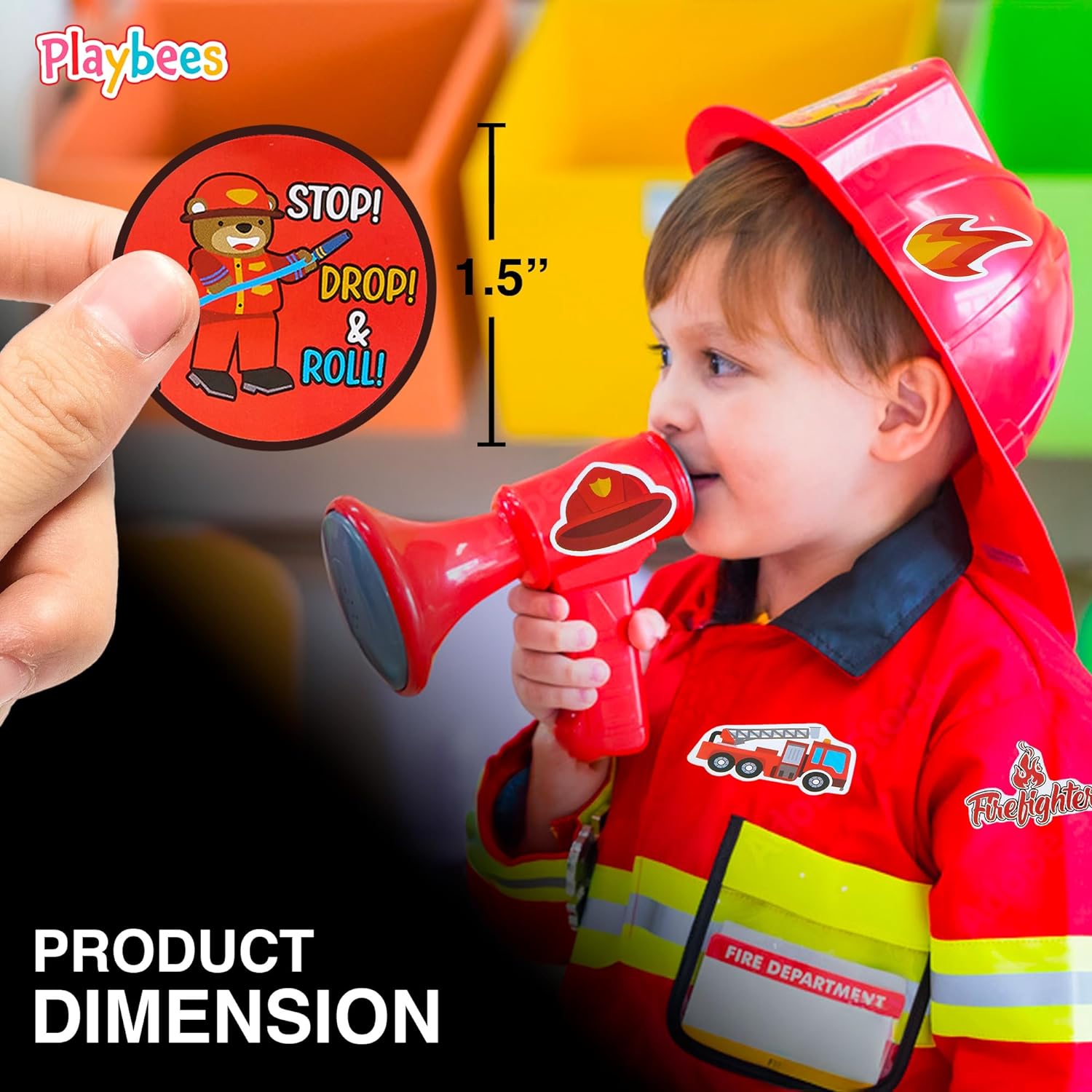 Firetruck Stickers - 2 Rolls - Kids' Party Favors, Game Prizes, Scrapbook, Arts and Crafts
