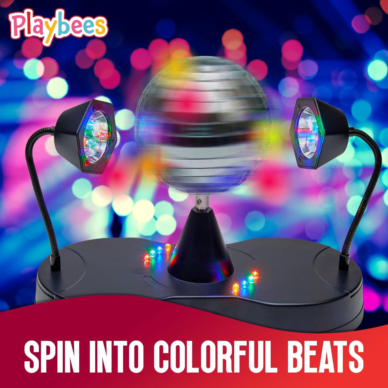 Rotating Disco Ball - LED Revolving Disco Ball with Movable Strobe Lights for Disco Party Decor