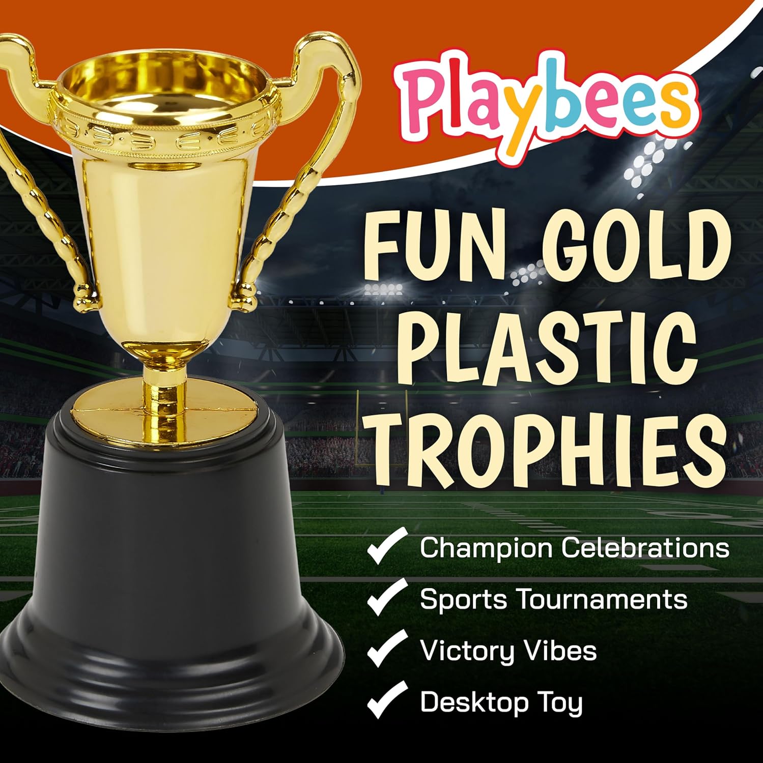 Plastic Mini Trophies - 12PK - 5 Inch - Gold Cups Participation Award, Sports Galore, Winning Prizes Props, Victory Vibes, Champion, Sports