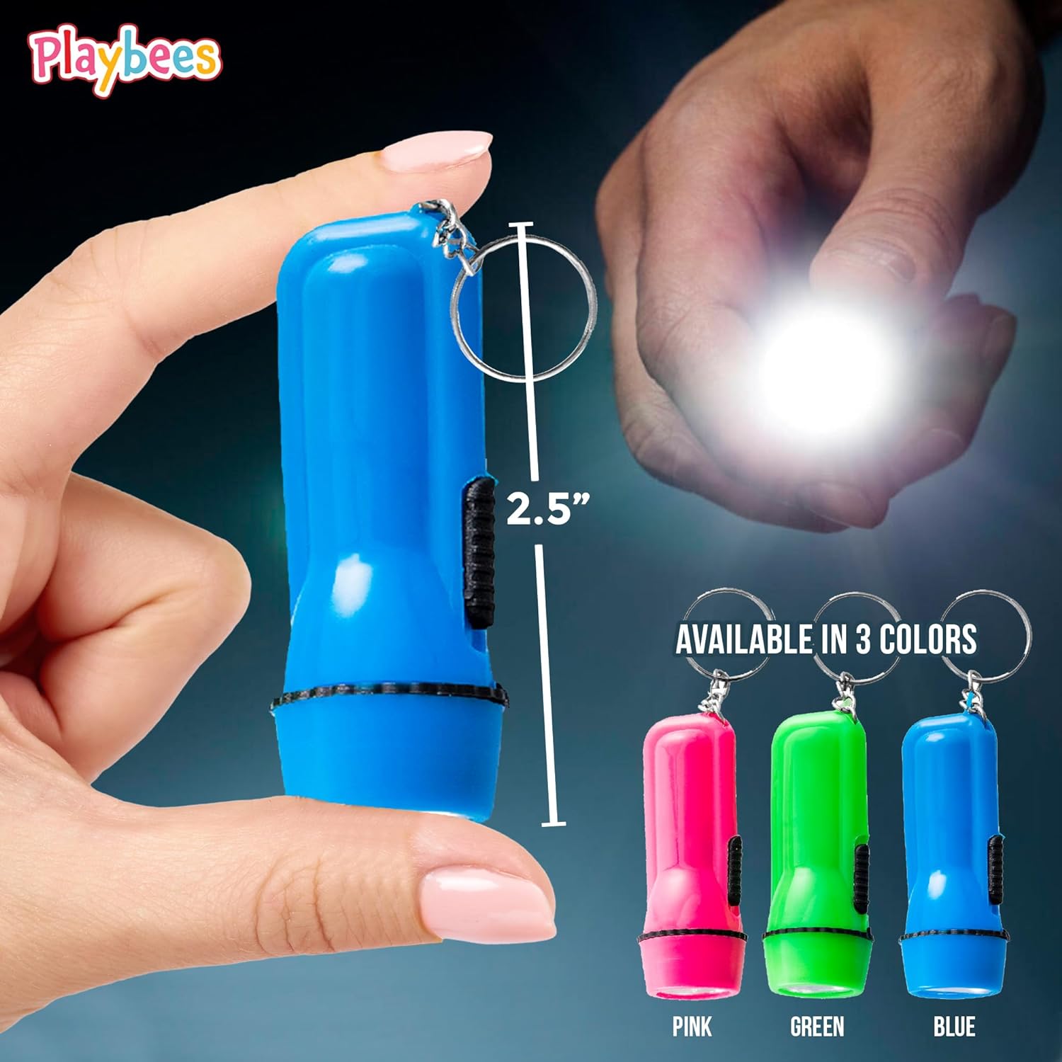 Mini Flashlight Keychain Bulk for Kids 12 Pieces Assorted Colors Plastic LED Flashlight