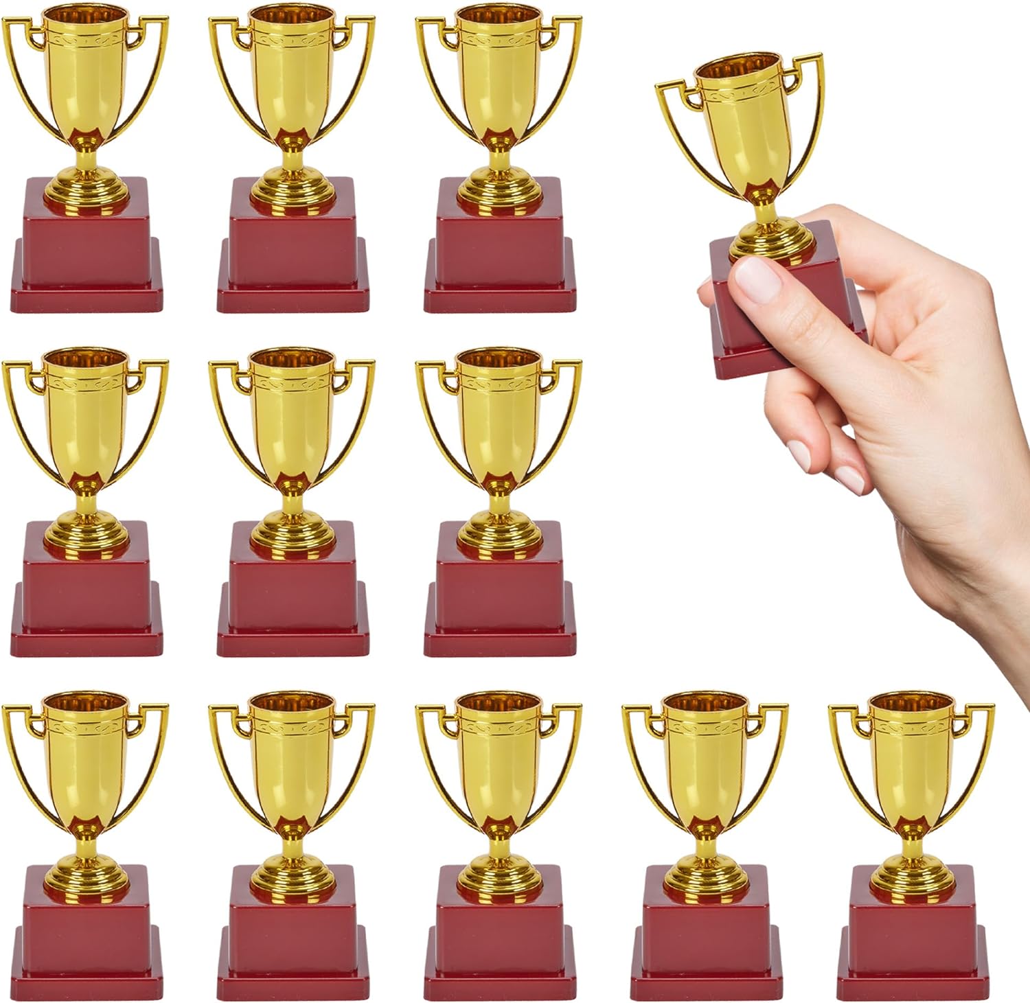 4 Inch Gold Cup Trophy - 12 Pack with Square Bottom - Ideal Achievement Prize Awards