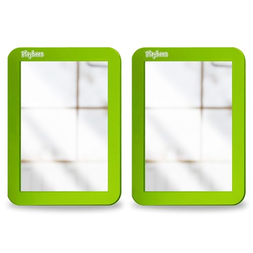 Magnetic Locker Mirror - 2 Pack 5" x 7" Green - Ideal for School Locker, Refrigerator, and Home Use
