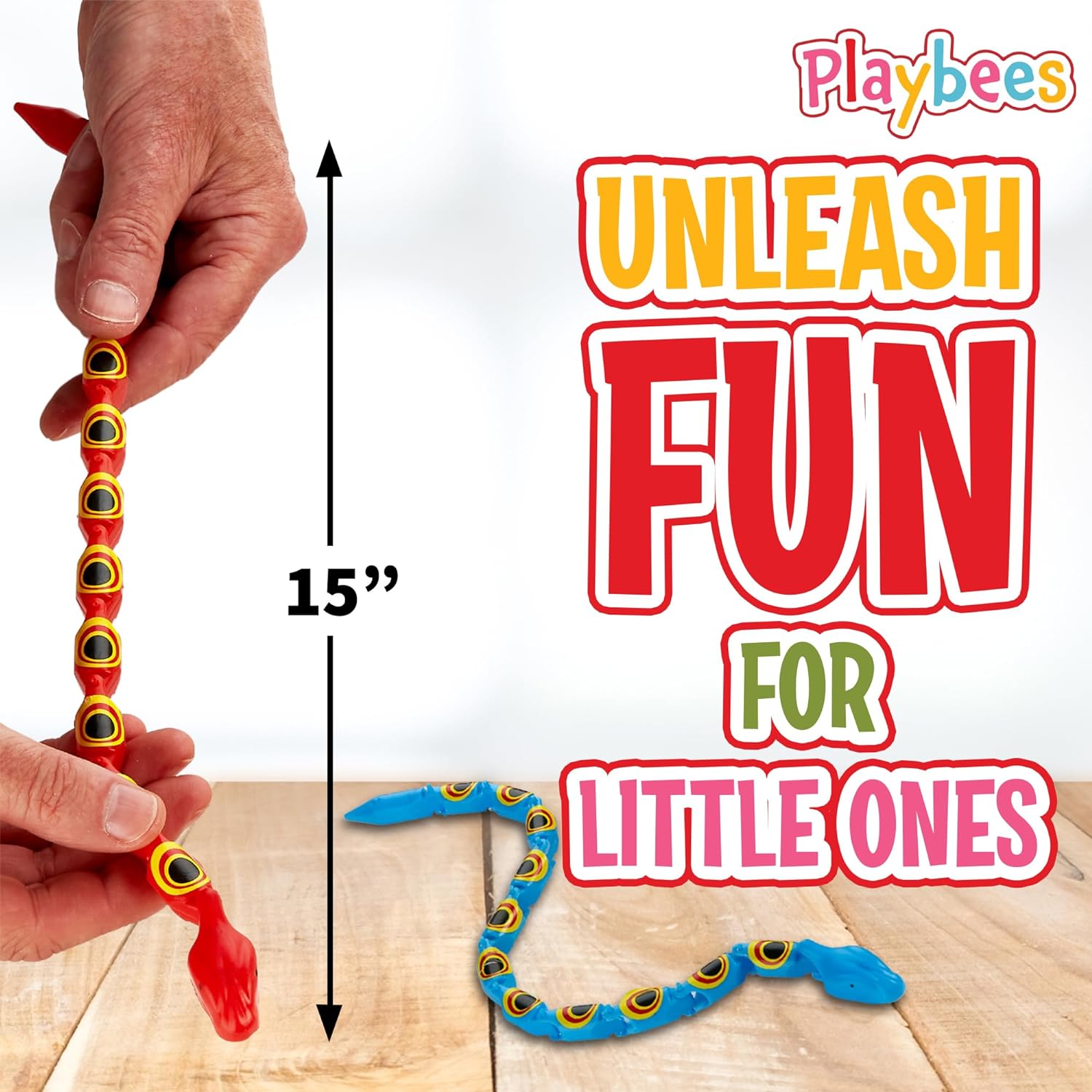 Wiggly Jointed Snakes - Pack of 24 - Wacky Fun and Educational Plastic Toys for Kids