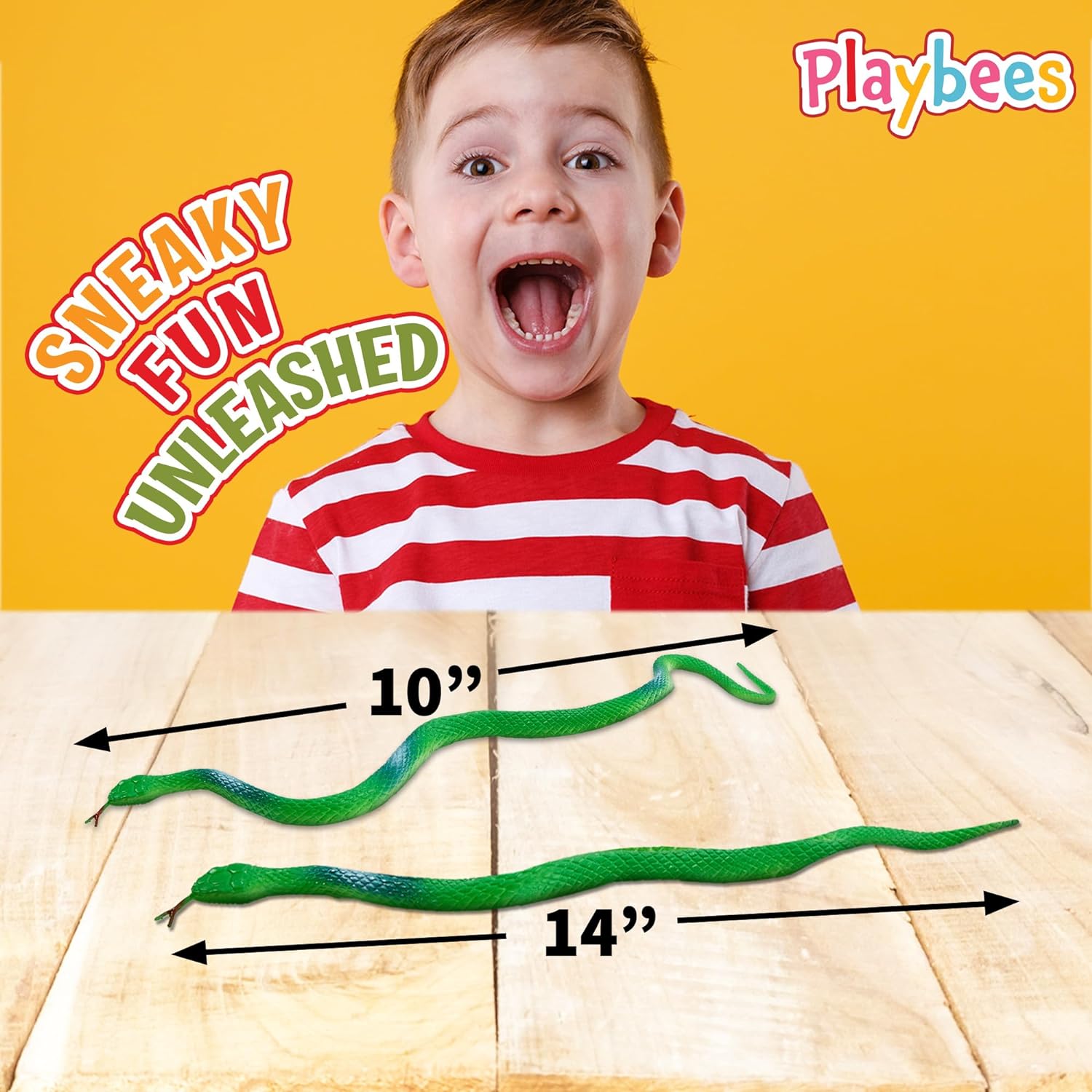 Rubber Toy Snakes - 12-Pack - 14 Inches - Assorted Lifelike Fake Plastic Toy Snake
