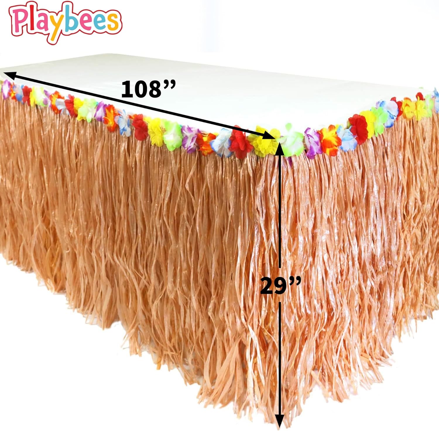 Luau Hawaiian Grass Table Skirt - 4 Pack - 9 Feet x 29 Inch - Authentic Island Party Decorations
