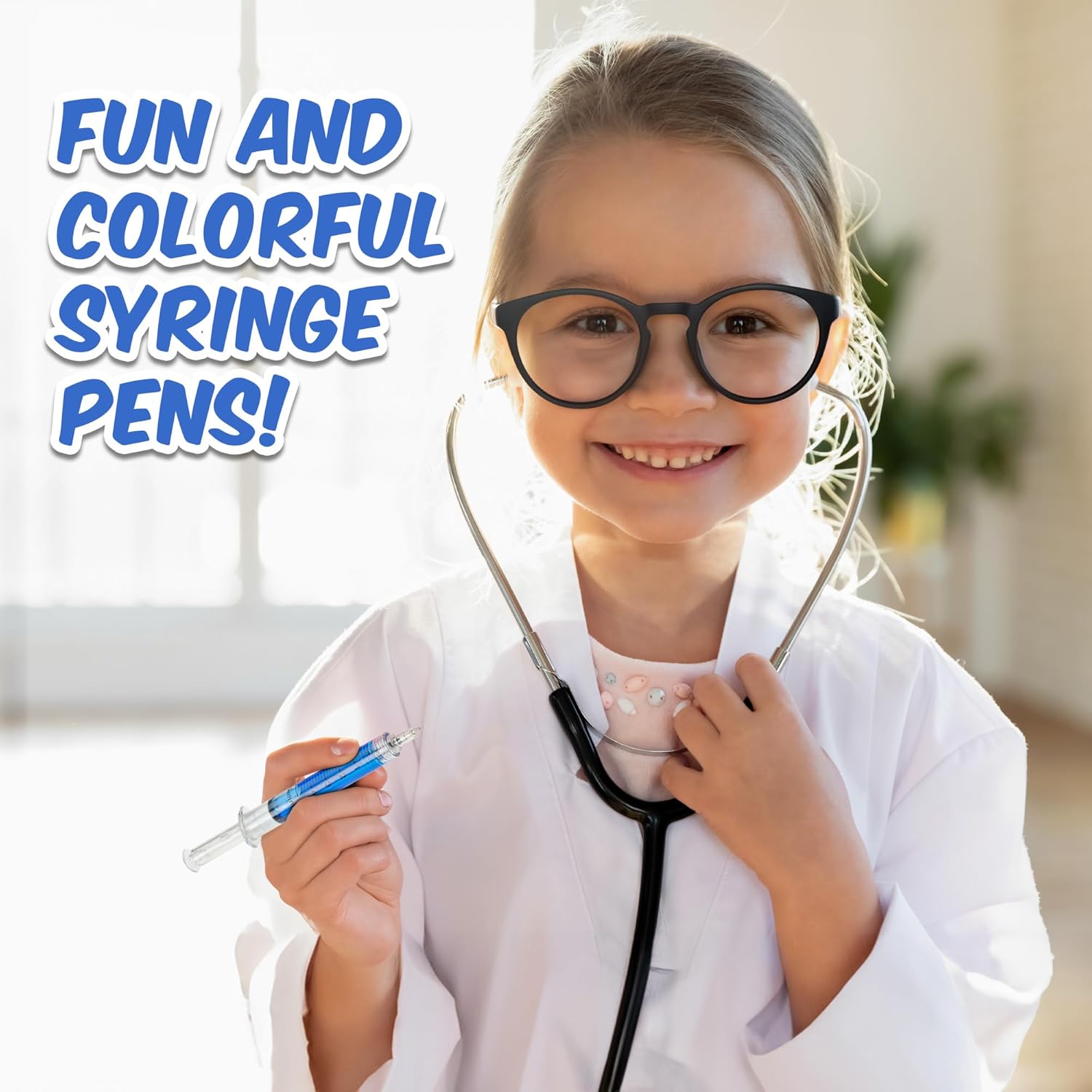 Syringe Pens - 12 Pack - Retractable Ballpoint Pens with 6 Colors - Perfect for School, Parties and Medical-Themed Presents