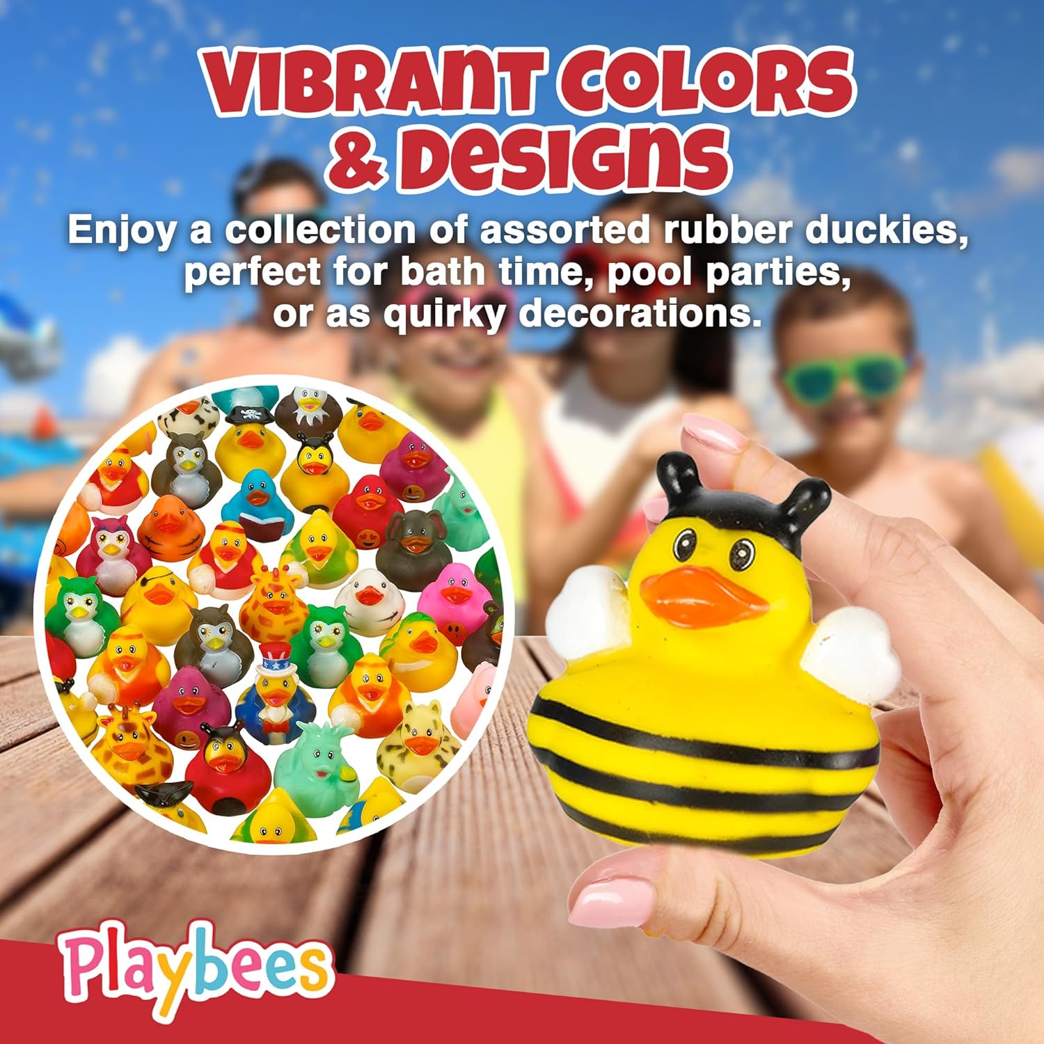 Assortment Rubber Duck Toy Duckies for Kids - 50 Pack - Perfect for Sensory Play, Stocking Stuffers, and More