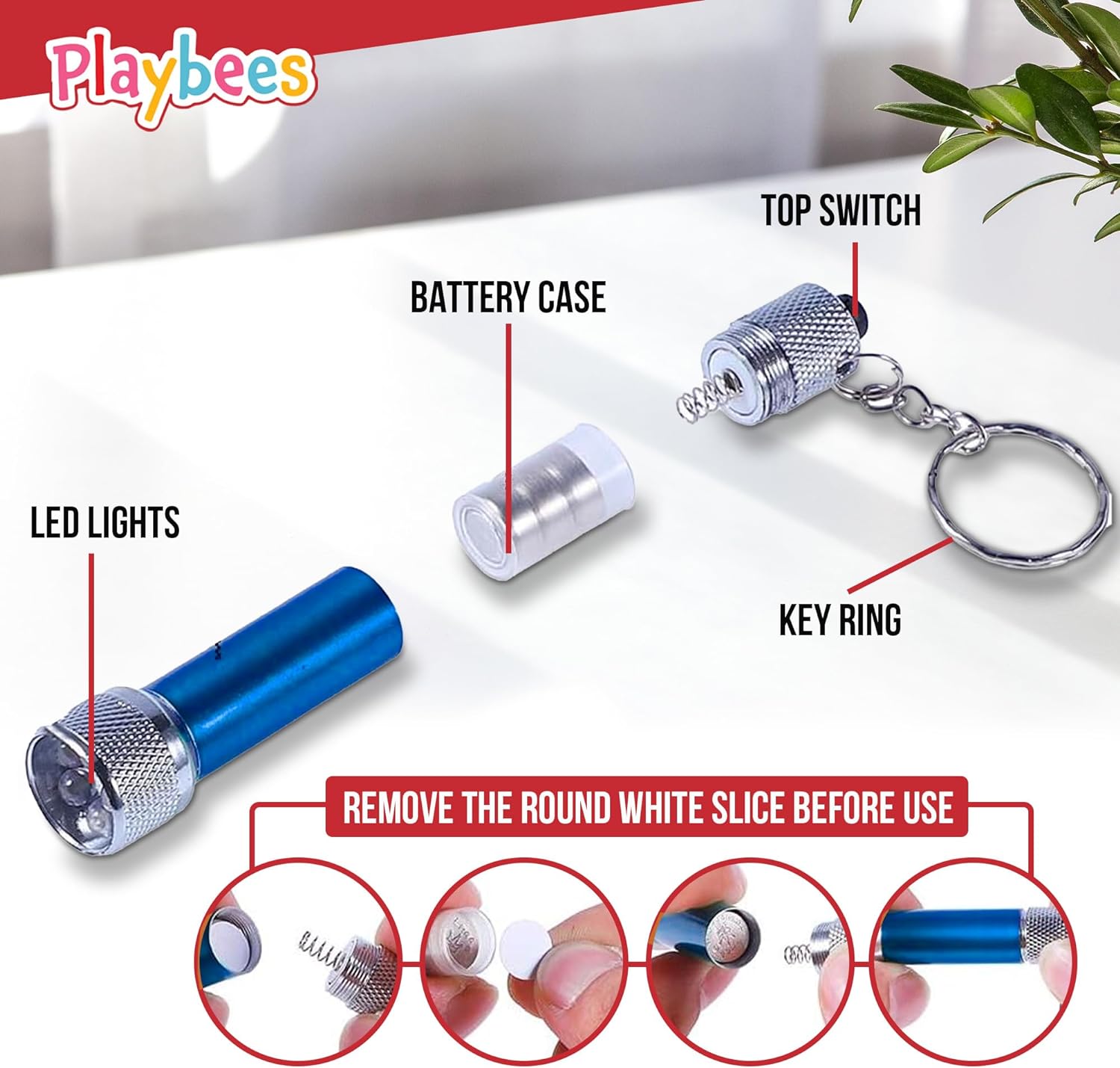 Mini LED Flashlight Keychains - 12 Pack - 2.5 Inch in Vibrant Colors, Portable Plastic Mini Torch - 5-Bulb