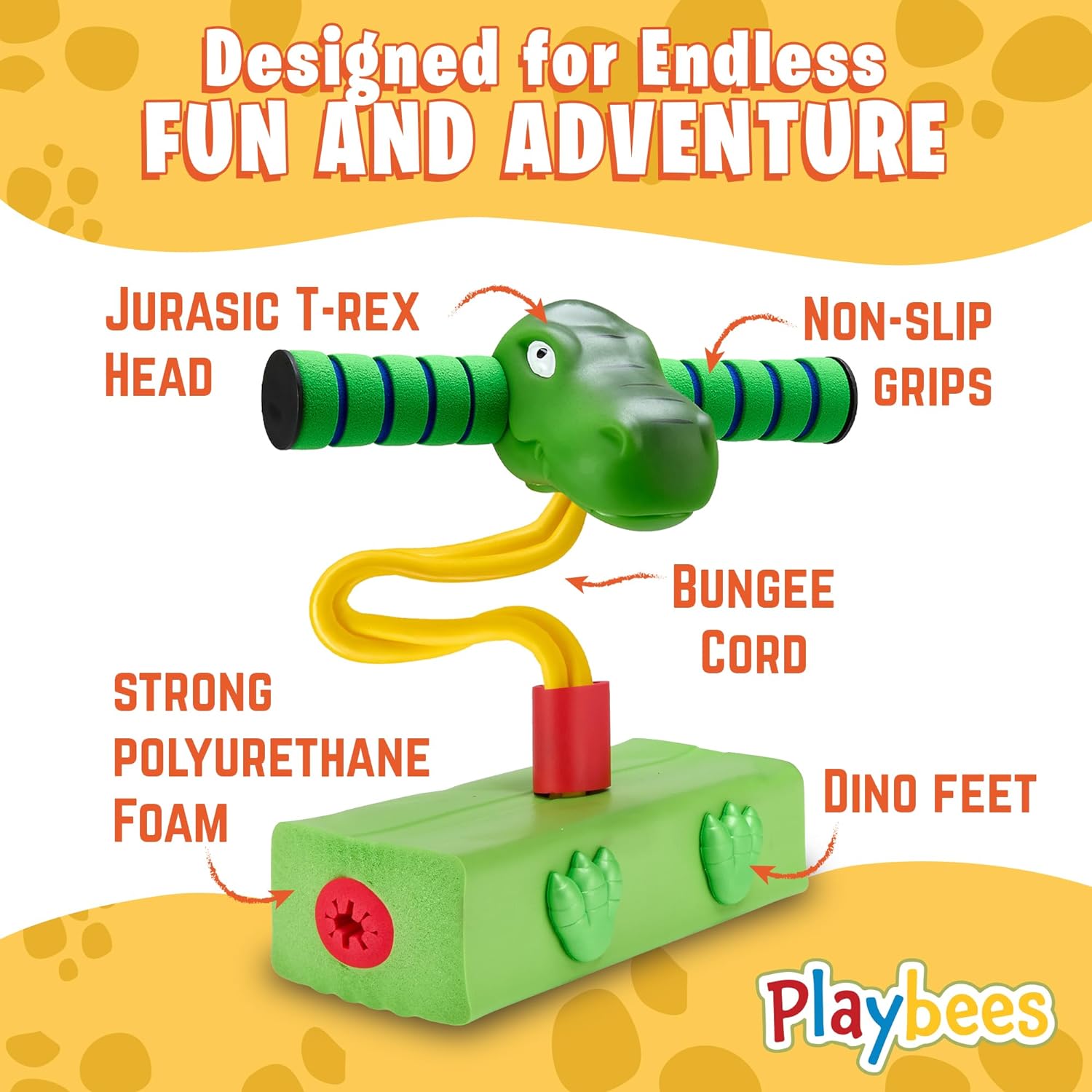 T-Rex Foam Pogo Stick - Jumper for Kids 3-7 Years - Dinosaur Themed Bungee Pogo Stick