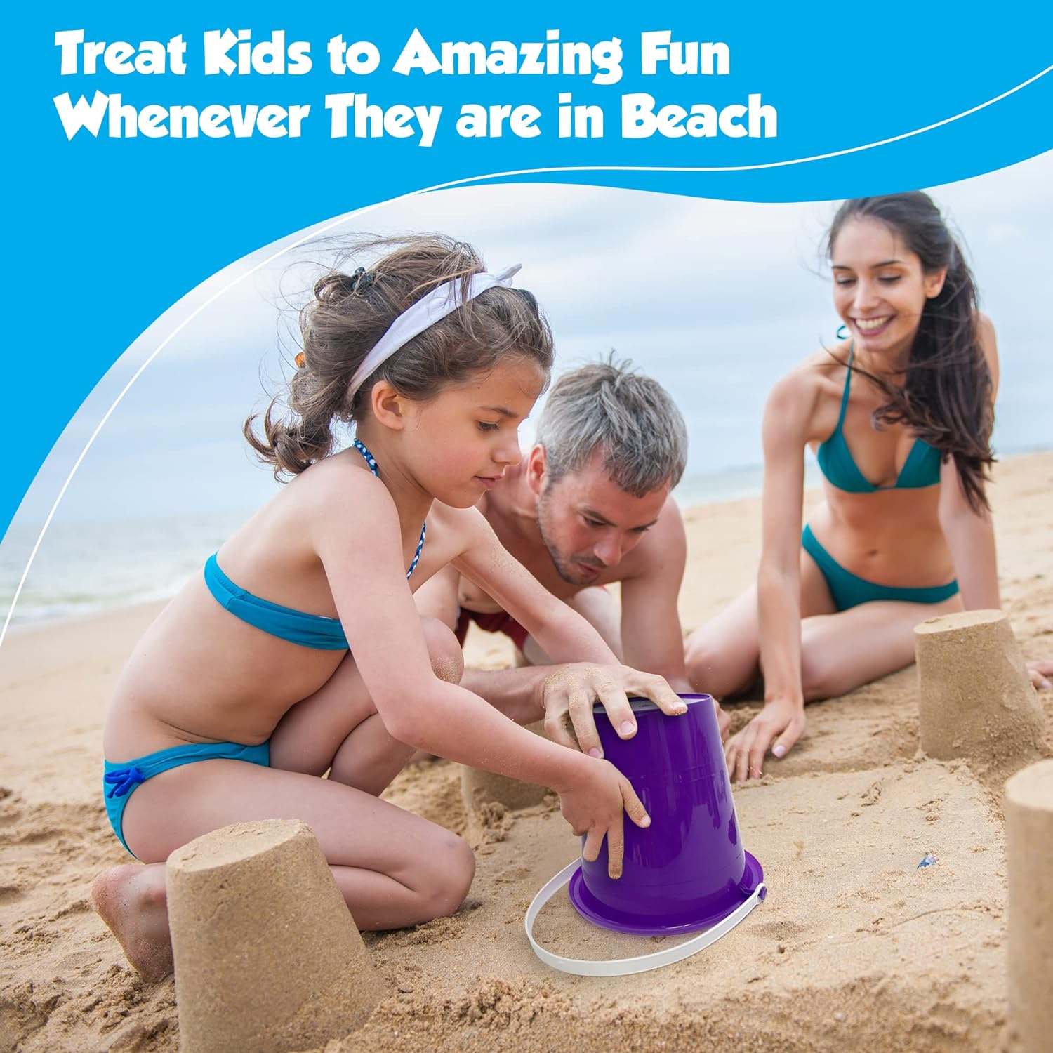 Beach Sand Toy Set - 12 Sets of Buckets and Shovels - 7 Inches - Sand Castle Beach Mold Pails