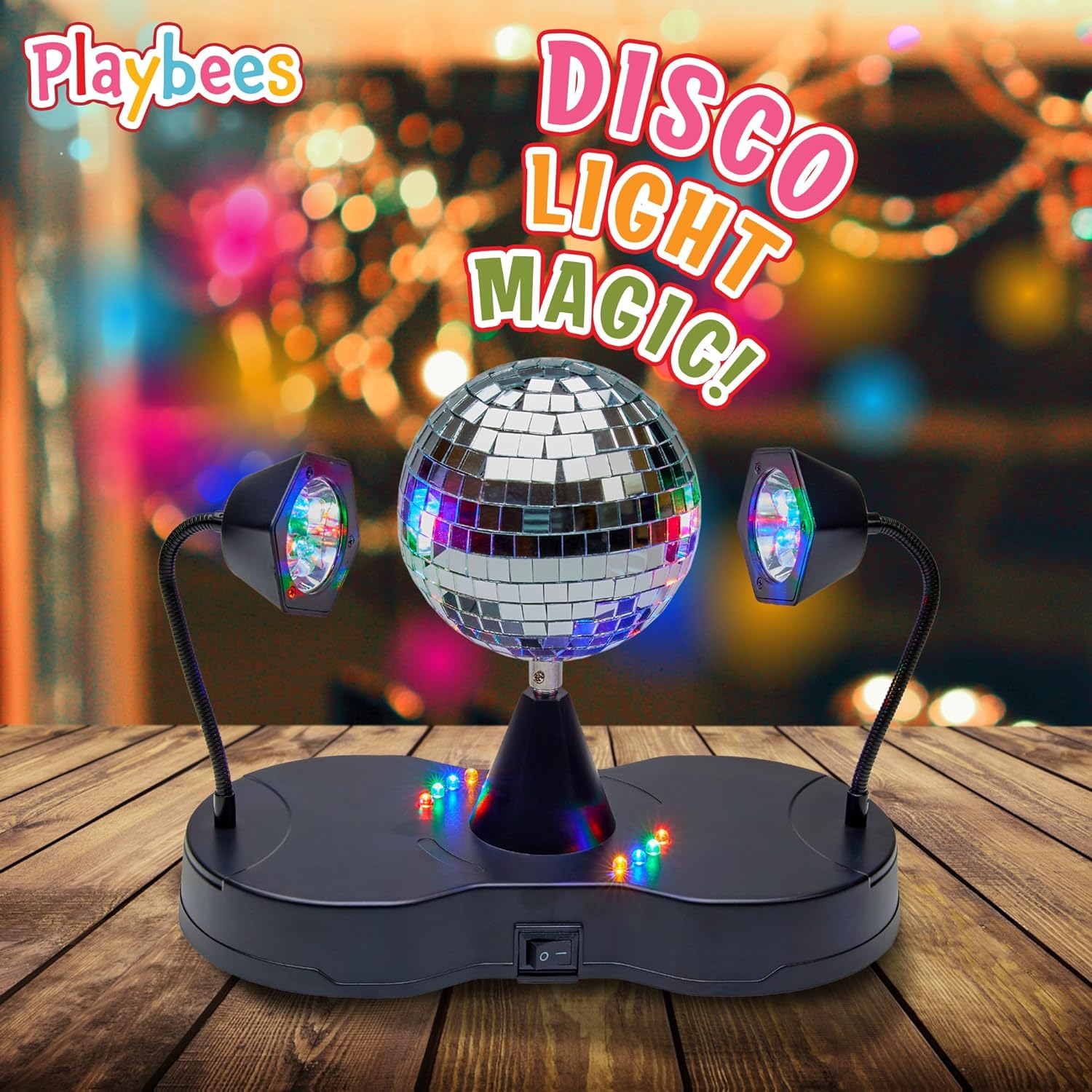 Rotating Disco Ball - LED Revolving Disco Ball with Movable Strobe Lights for Disco Party Decor