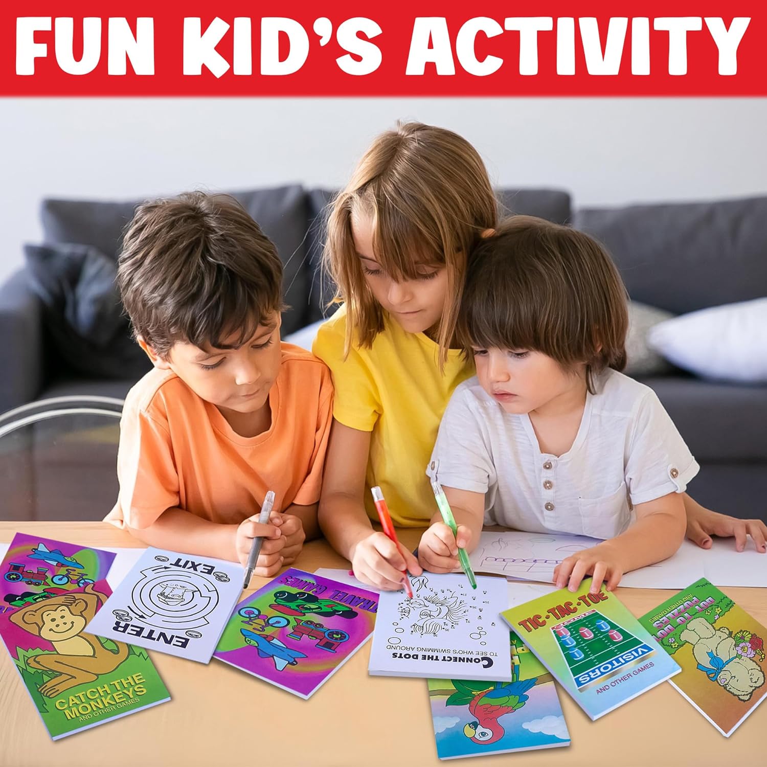 Mini Game Books for Kids - 48 Pack - Assorted Educational Brain Games Booklets - Ages 3+