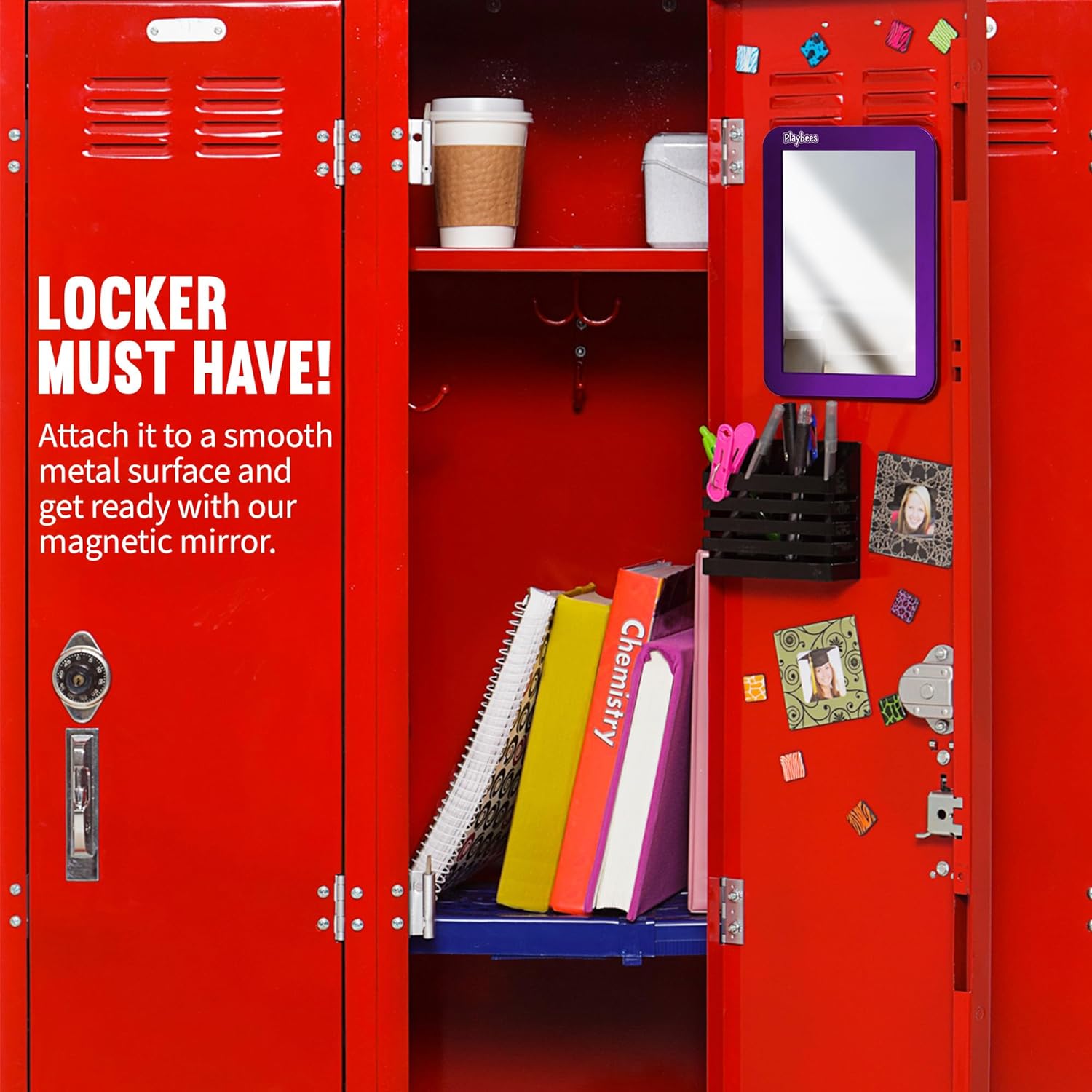 Magnetic Locker Mirror - 4 Pack 5