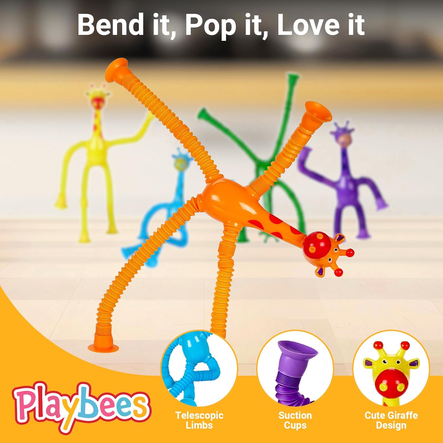 Telescopic Suction Cup Giraffe Toys – 12 Pack Educational Fidget Toys