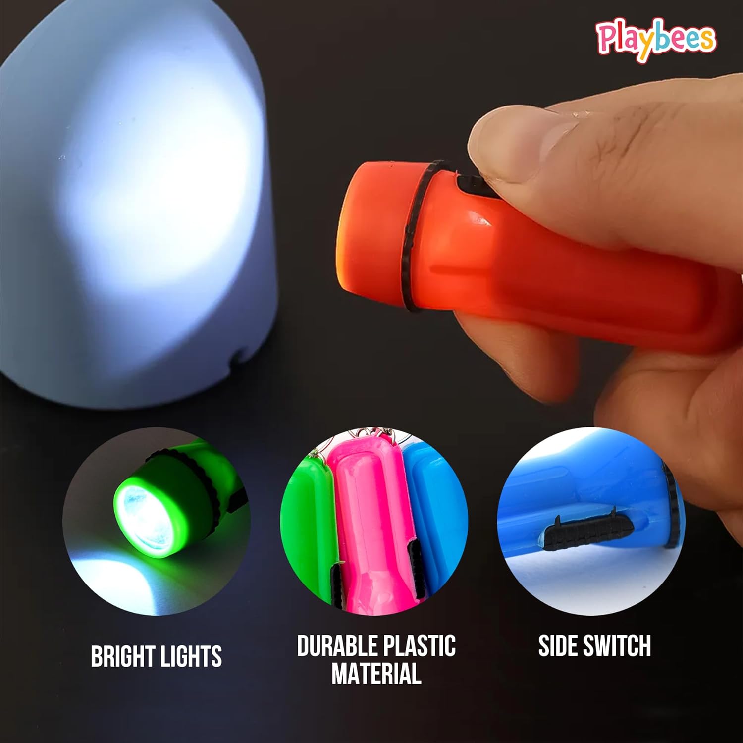 Mini Flashlight Keychain Bulk for Kids 12 Pieces Assorted Colors Plastic LED Flashlight
