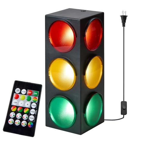 Traffic Light Lamp - Plug-In Blinking Bedside Lamp Simulates Traffic Stop Light - 12.25 Inch