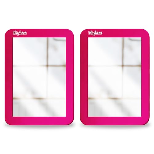 Magnetic Locker Mirror - 2 Pack 5" x 7" Pink -  Ideal for School Locker, Refrigerator, and Home Use