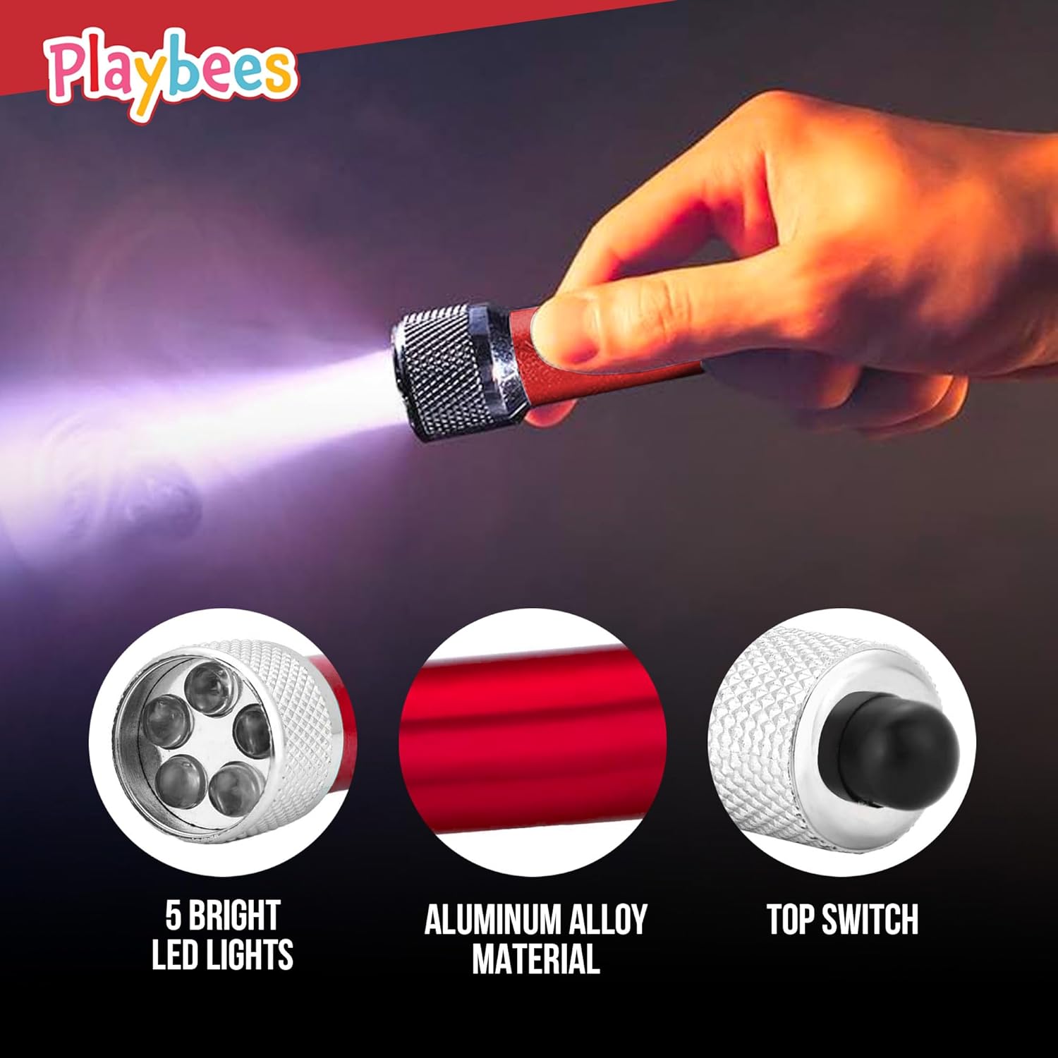 Mini LED Flashlight Keychains - 12 Pack - 2.5 Inch in Vibrant Colors, Portable Plastic Mini Torch - 5-Bulb