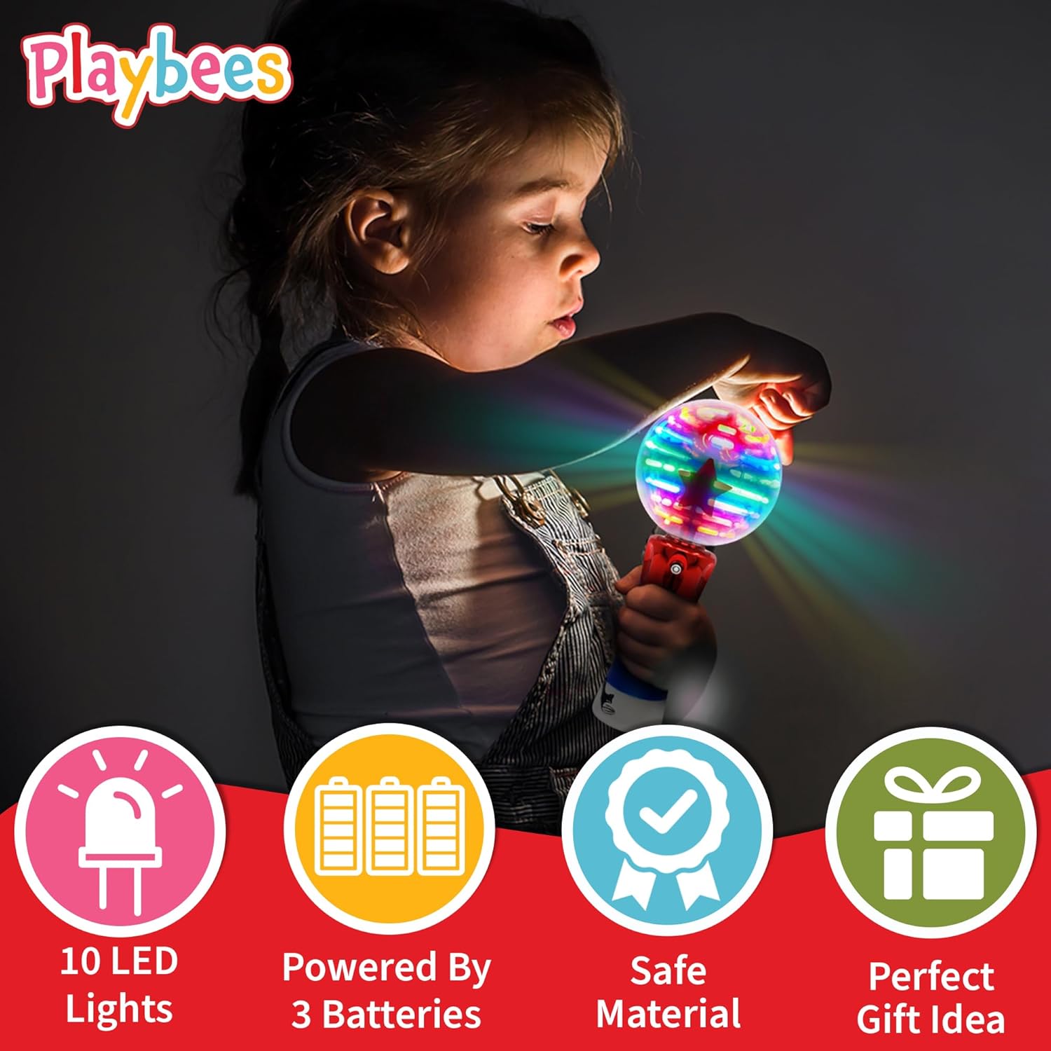 Illuminating Magic Wand Toy with Flashing LED Lights - Fun for Kids of All Genders - Mesmerizing Spinning Lights and Vivid Colors