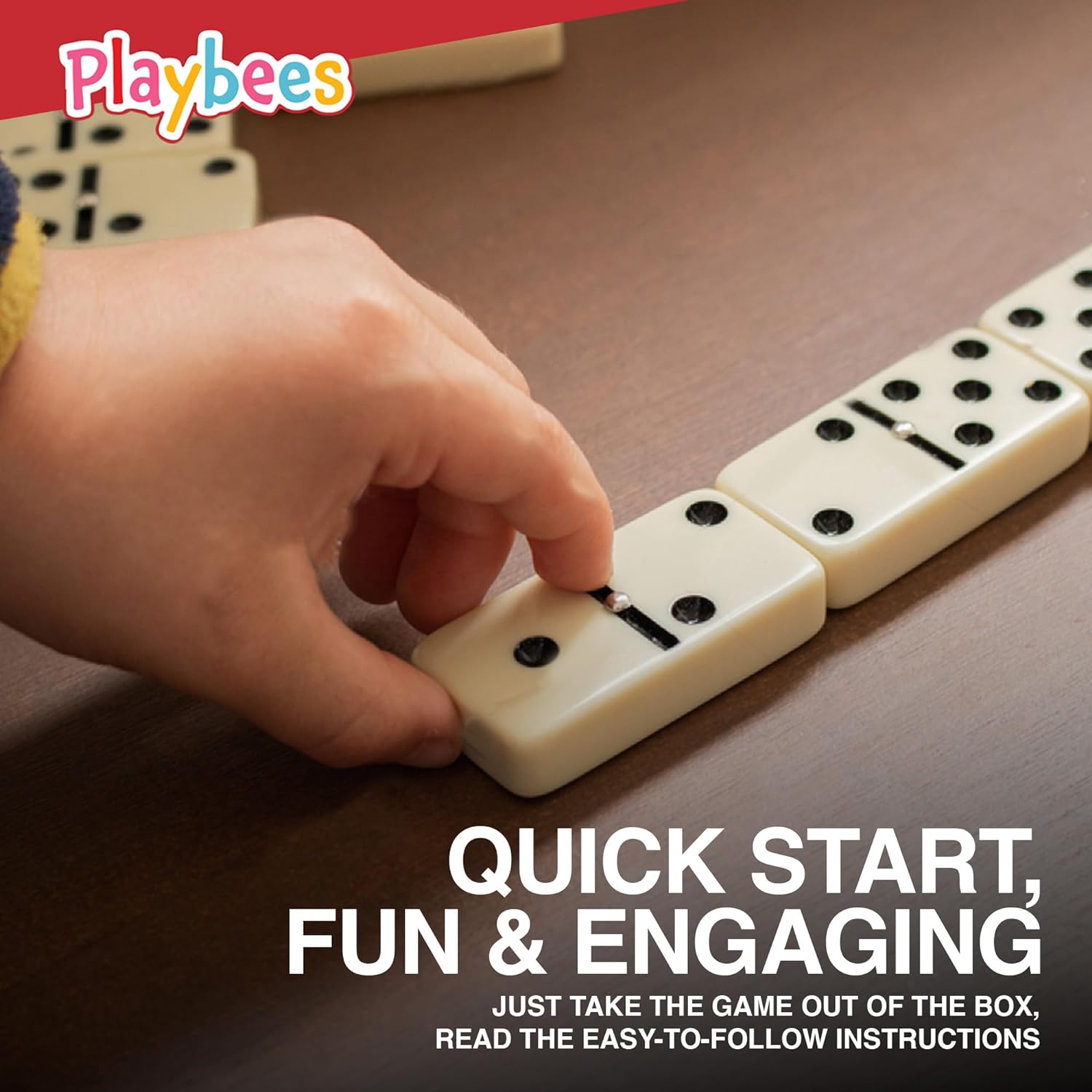Premium Double Six Dominoes Set - 28 Classic Tiles in Faux Leather Case