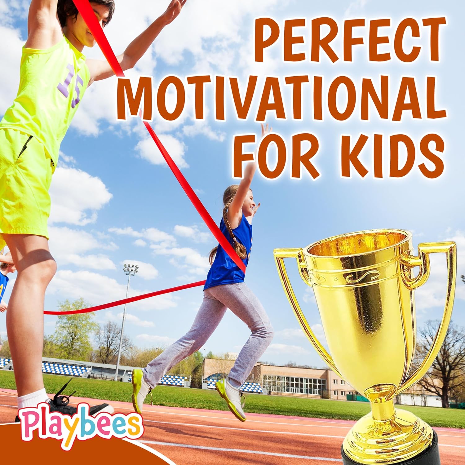 Plastic Golden Cup Trophy for Kids - 12 Pack - 4 Inch Achievement Prize Awards - Party Favors, Decor, Props - Motivational