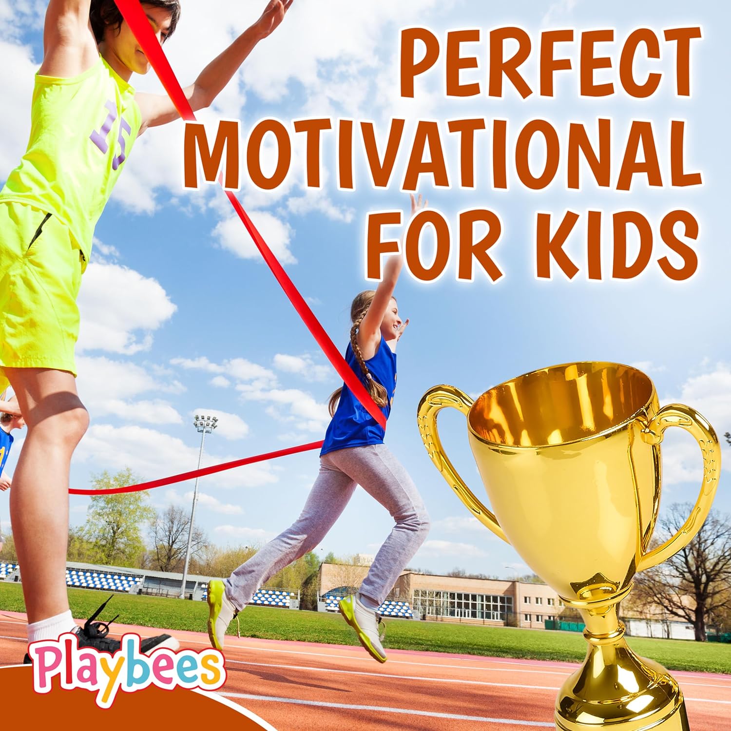 Fun Gold Plastic Trophies - 6 Pack - 7 Inch - Award Trophy Cup Set for Superstar Kids