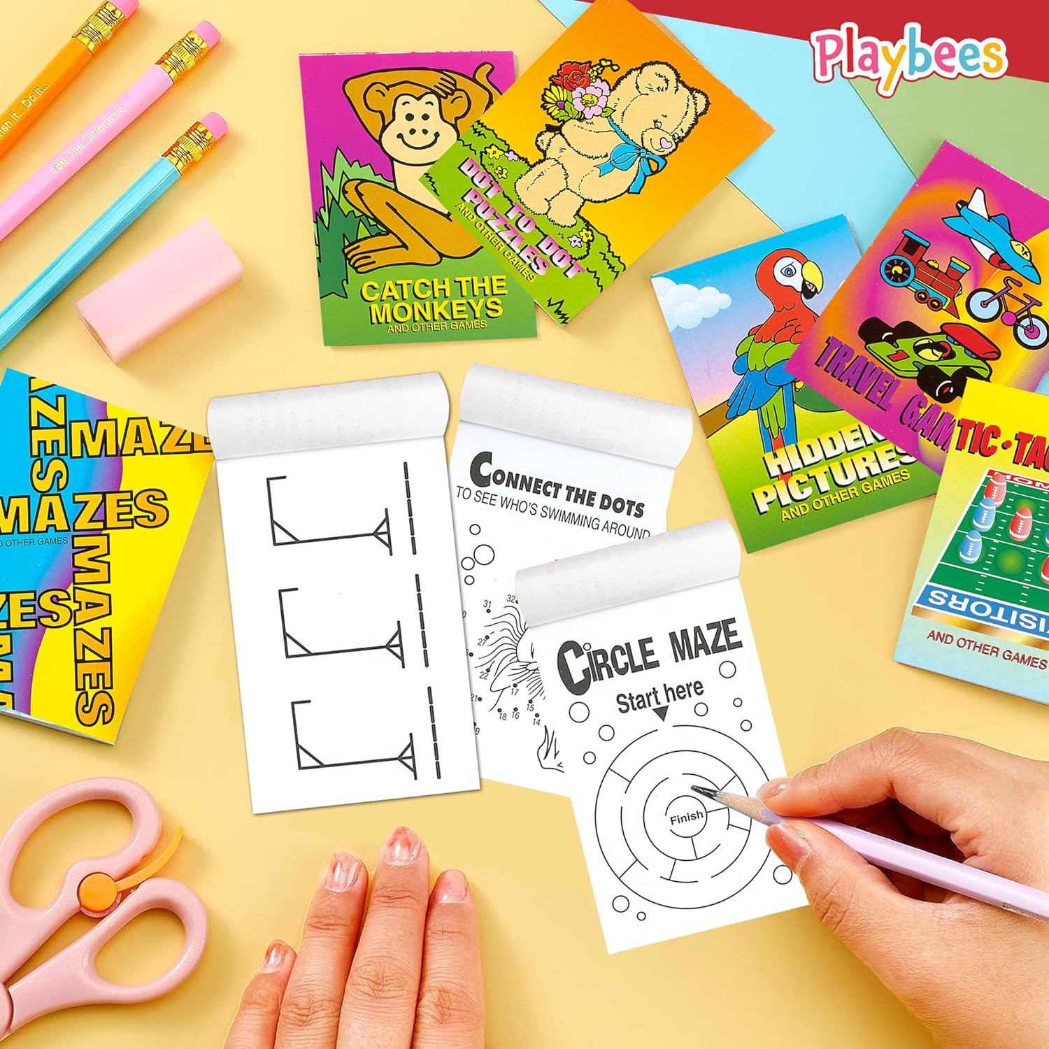 Mini Game Books for Kids - 12 Pack - Assorted Educational Brain Games Booklets - 24 Pages Each, 3.5 x 2.5 Inch, Ages 3+