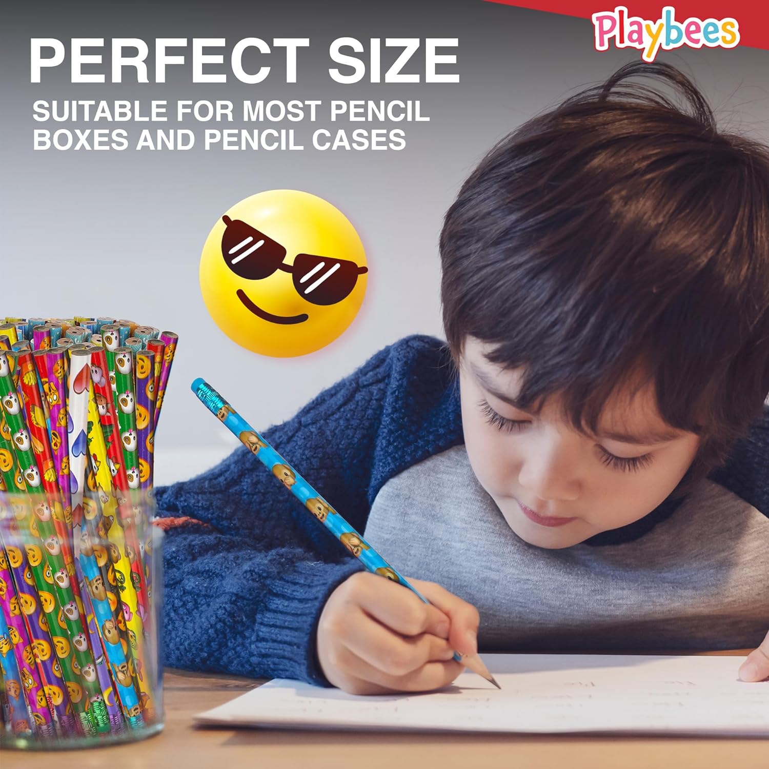 Emoticon Pencils - 36 Pack - Fun & Vibrant Writing Tools with Erasers - Assorted Emote Designs