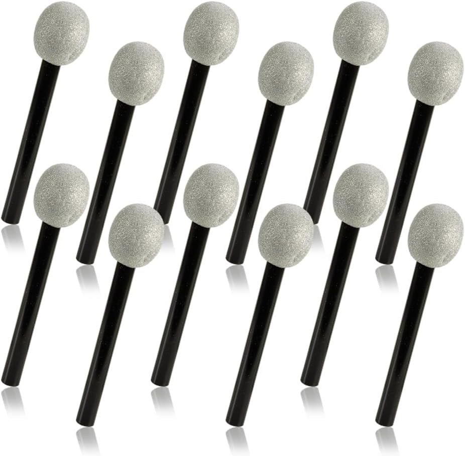 Playbees Wireless Fake Microphone 12 Pieces Plastic Microphone Prop Stage Glittered Microphone Prop for Kids Play Microphone for Fall Halloween Christmas Karaoke Costume Prop Kids Rock Star Toy