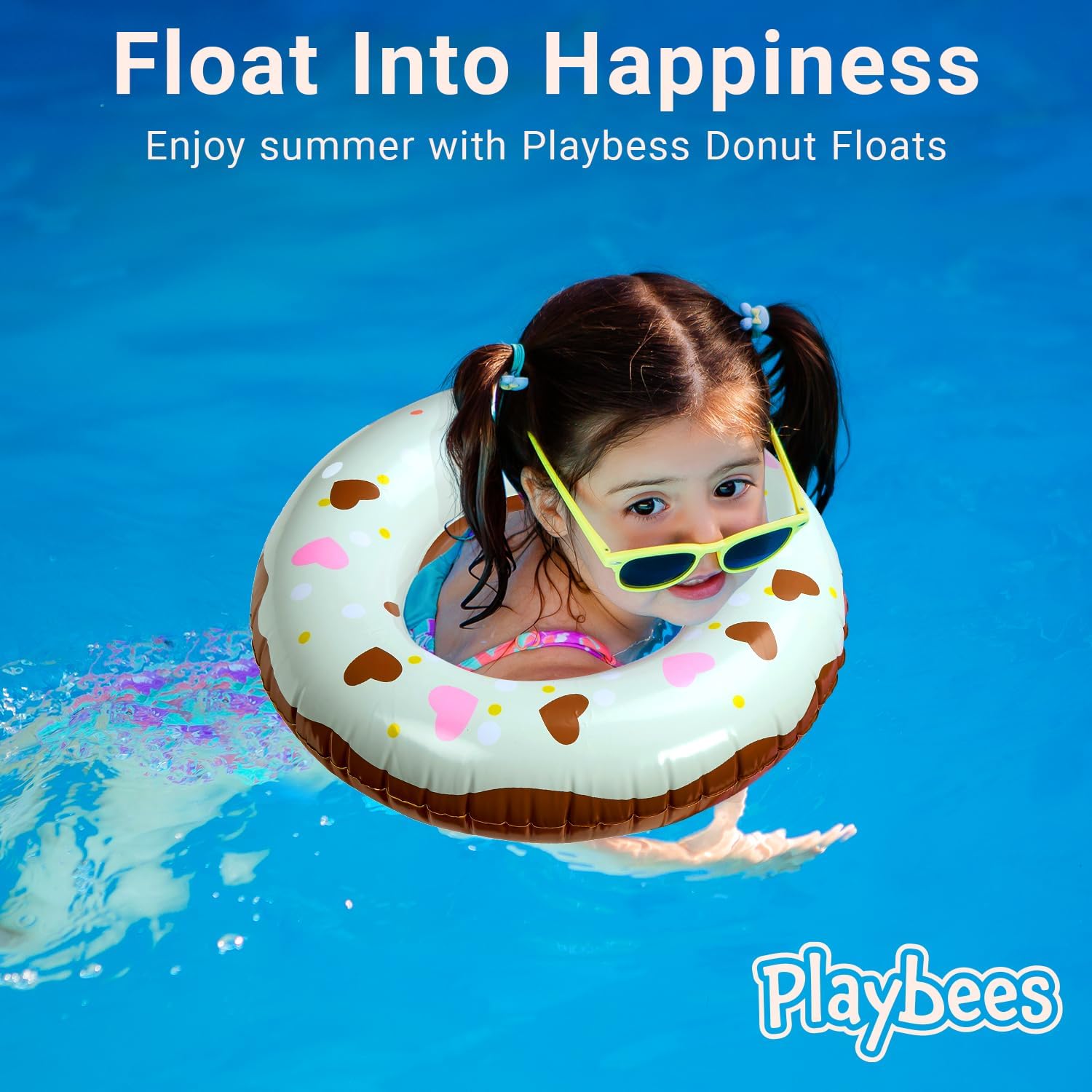Sprinkle Donut Pool Floats - 4 Pack - Inflatable Floaties for Kids & Adults - Fun Summer Water Toy