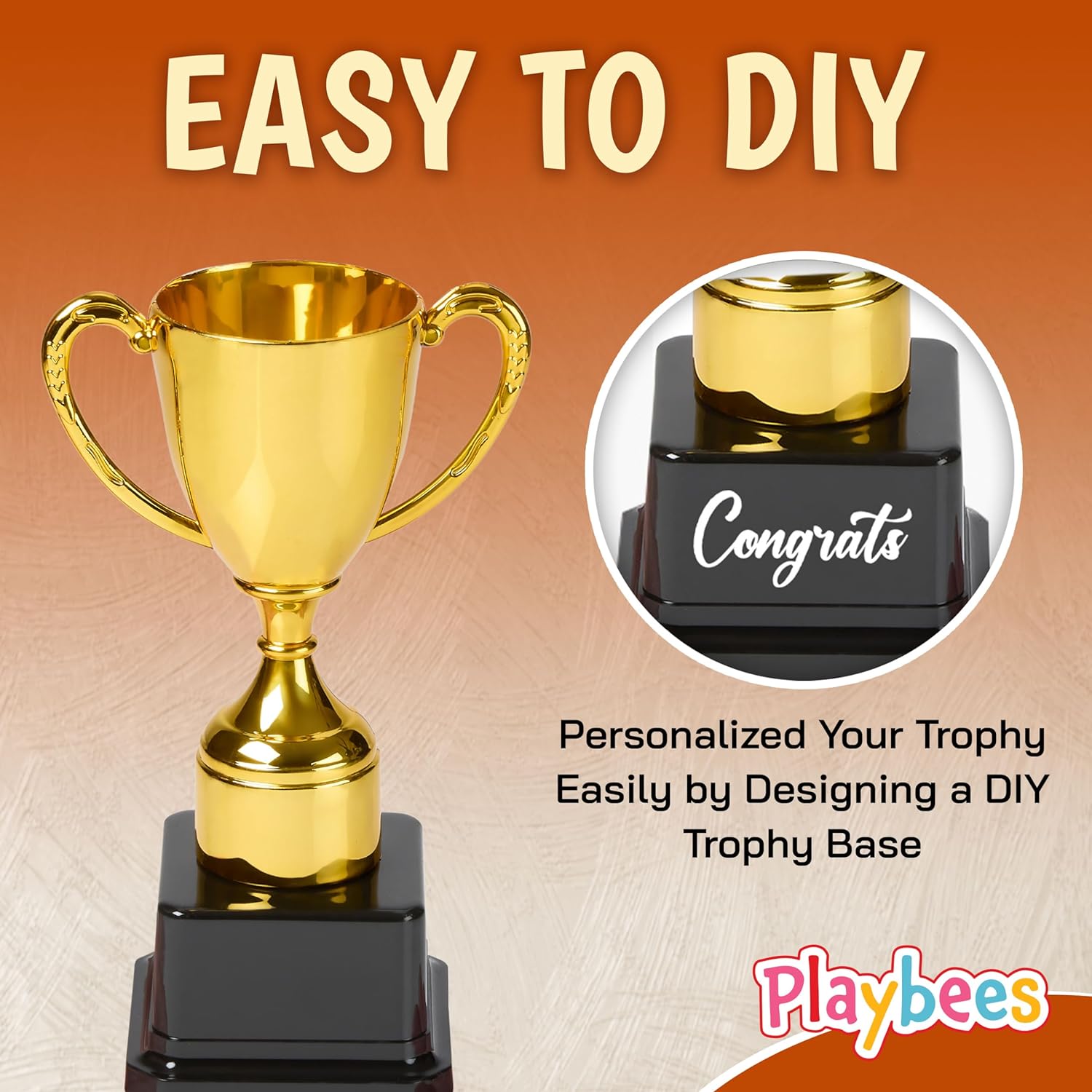 Fun Gold Plastic Trophies - 12 Pack - 7 Inch - Award Trophy Cup Set for Superstar Kids