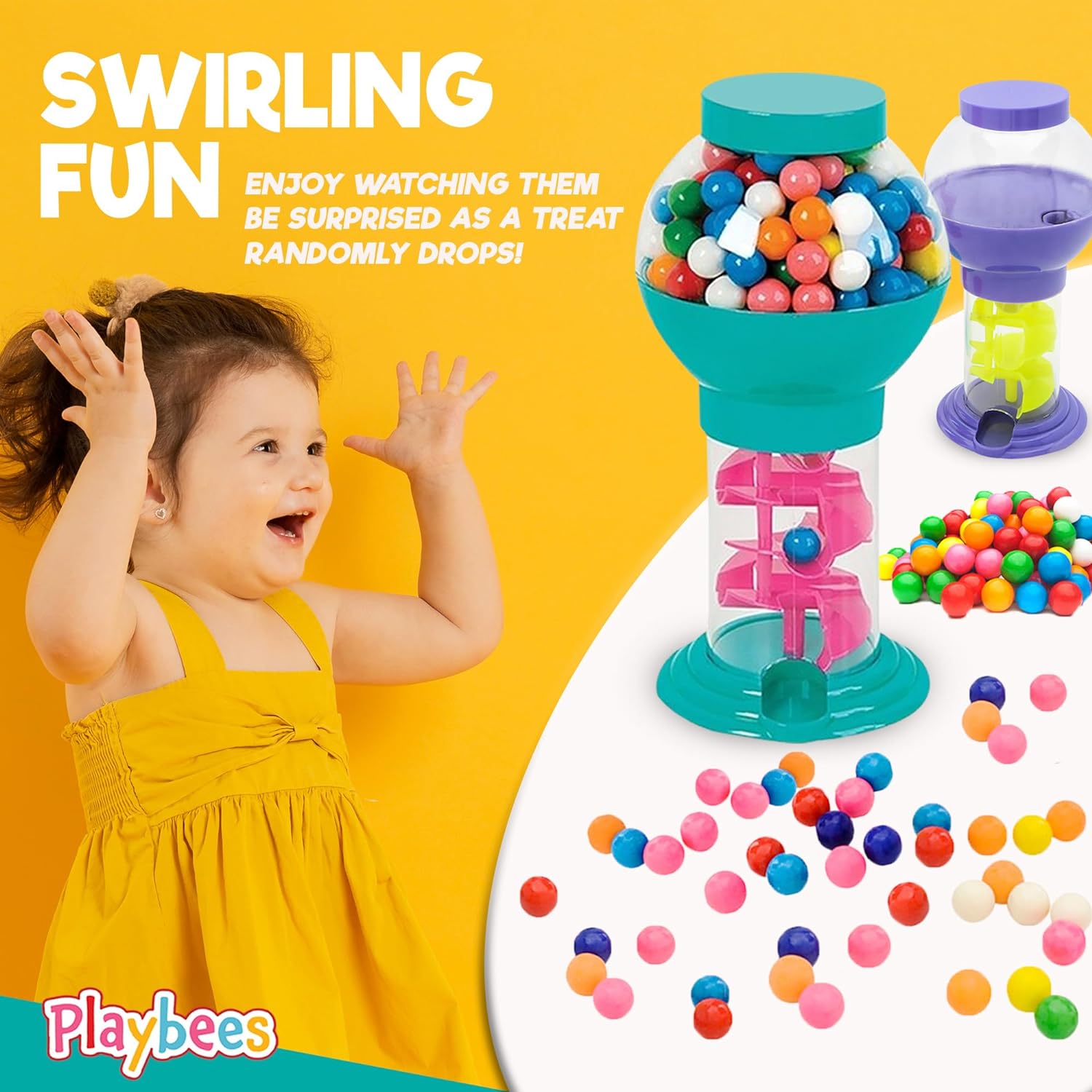 Twirling Gumball Machine - Gumballs Candy Dispenser for Kids - Birthday Party Decorations, Kids Parties