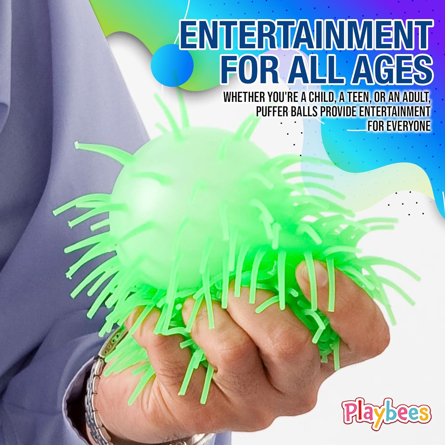 Soft Spiky Puffer Balls - 12-Pack - 5.5 Inch Sensory Stress Relief Toy - Assorted Colors