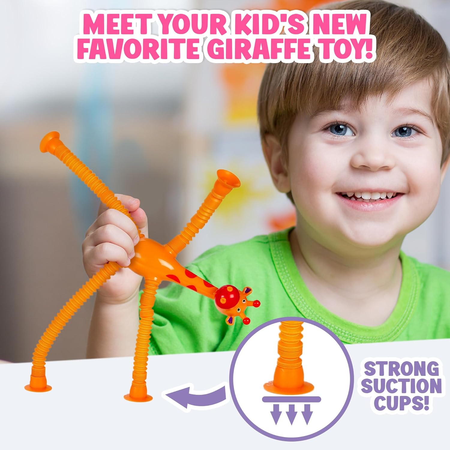 Playbees LED Telescopic Suction Cup Giraffe Toys 12PACK Shape Changing Educational Fidget Toys Child Fun Interaction Sensory Toys ADHD Autistic Stimulating Creative Learning - Anxiety Imaginative Play