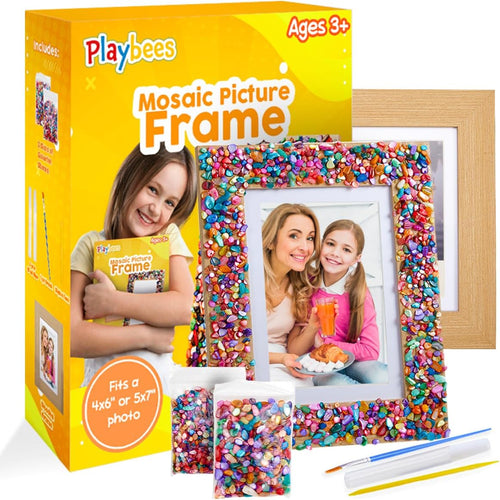 Playbees Kids Picture Frame Mosaic Craft Kit Craft DIY Arts & Crafts for Kids Frame Kit Great Birthday Gifts for 3 4 5 6 7 8 9 10 11 12 Year Old Holiday Christmas Gift for Girls