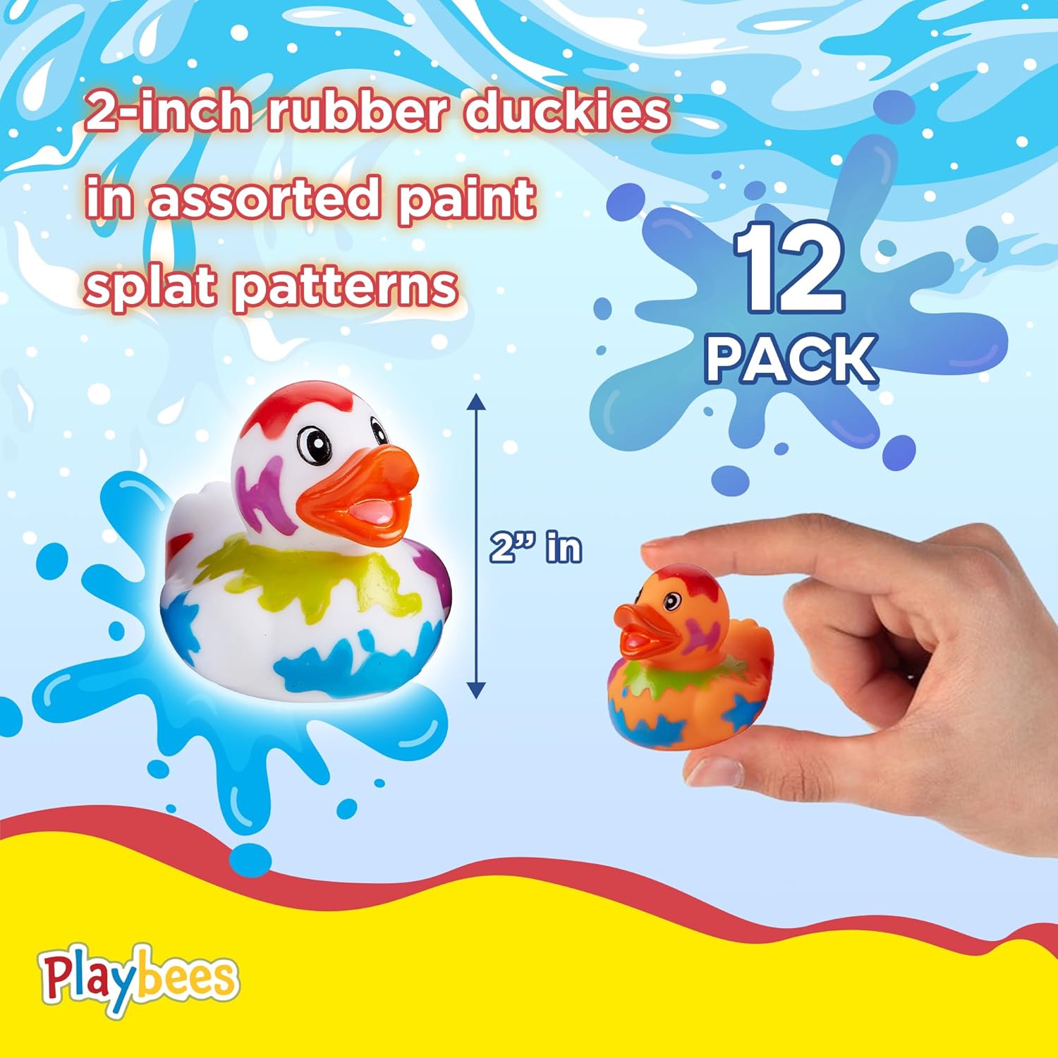 Playbees Splat Jeep Ducks for Ducking - 12 Pack - Duck Duck Jeep Rubber Ducks for Mini Baby Stocking Stuffers, Stress Relief, Bath Toy, Christmas Duck Toys