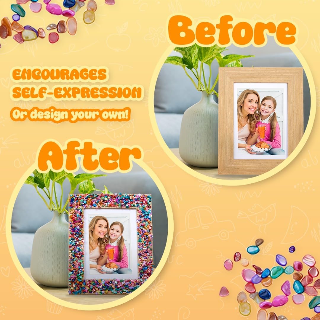 Playbees Kids Picture Frame Mosaic Craft Kit Craft DIY Arts & Crafts for Kids Frame Kit Great Birthday Gifts for 3 4 5 6 7 8 9 10 11 12 Year Old Holiday Christmas Gift for Girls