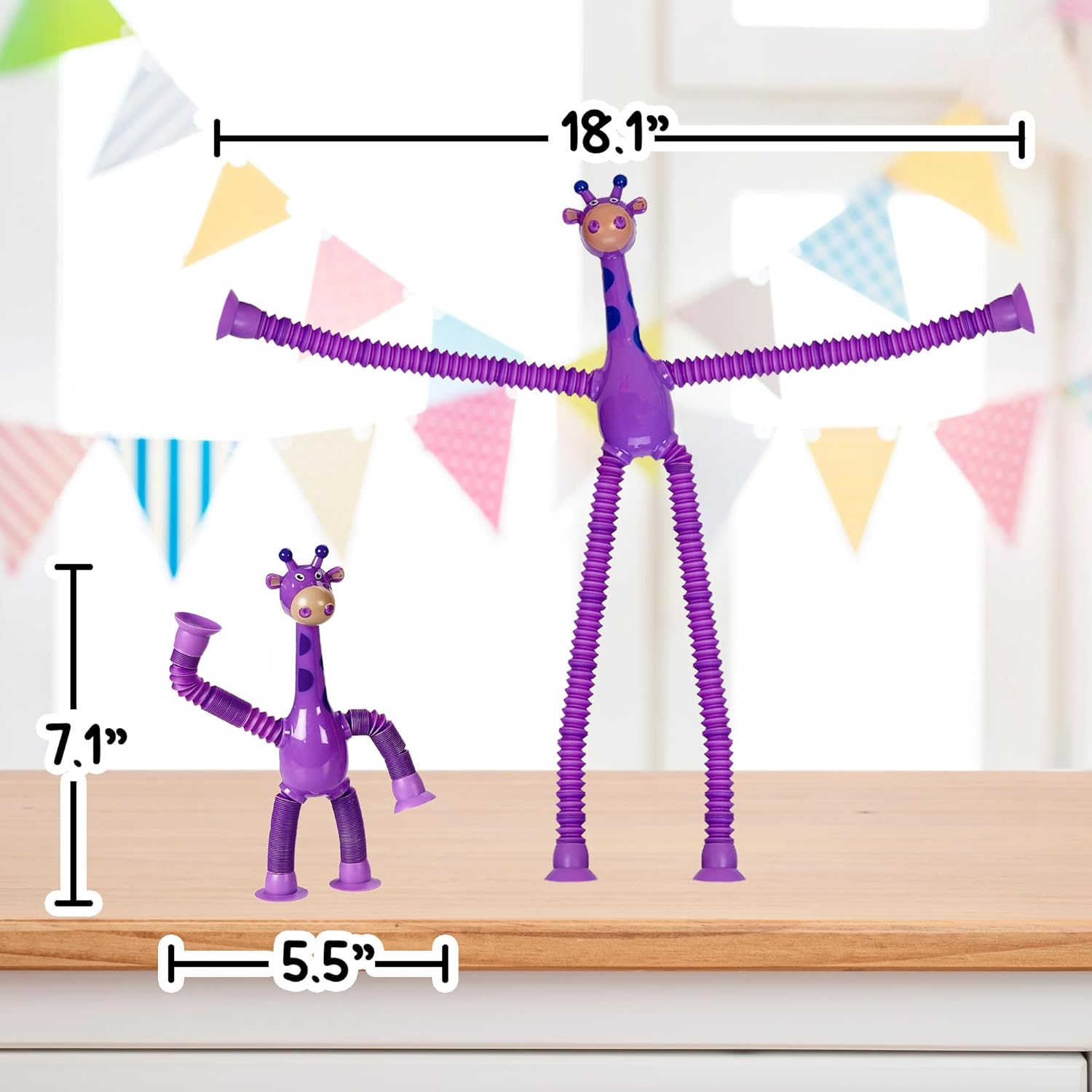 Playbees LED Telescopic Suction Cup Giraffe Toys 12PACK Shape Changing Educational Fidget Toys Child Fun Interaction Sensory Toys ADHD Autistic Stimulating Creative Learning - Anxiety Imaginative Play