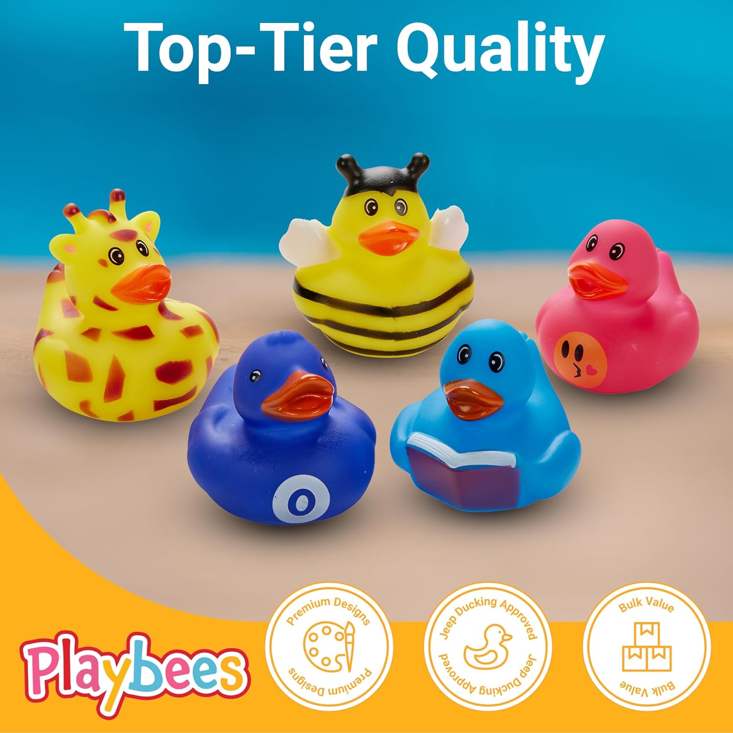 Playbees Rubber Ducks in Bulk 25 Pack Assortment Duckies Kids Baby Bath Shower Toys Jeep Ducking Floater Summer Beach Pool Activity Baby Showers Accessories Classroom Incentives - Mix Style 3