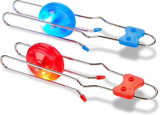 Playbees Light Up Gyro Wheels Classic Vintage Trick Yoyo Retro Rail Twister, Twirler, Mesmerizing Spinning Lighting Effects Sensory Fidget Toys, Christmas Stocking Stuffers, Nostalgia Gifts (2 Pack)
