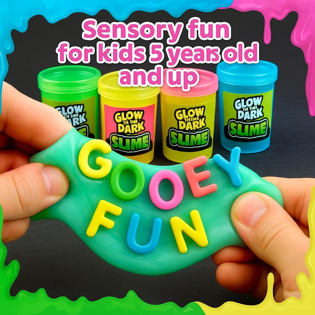 Playbees Glow in The Dark Slime – 12 Pack Neon Party Favors for Kids, Sensory Toy for Boys & Girls Ages 5+, Non-Toxic, Stretchy, Gooey Fun – Birthday, Halloween, Classroom & Treat Bags Visit the Play (Copy)