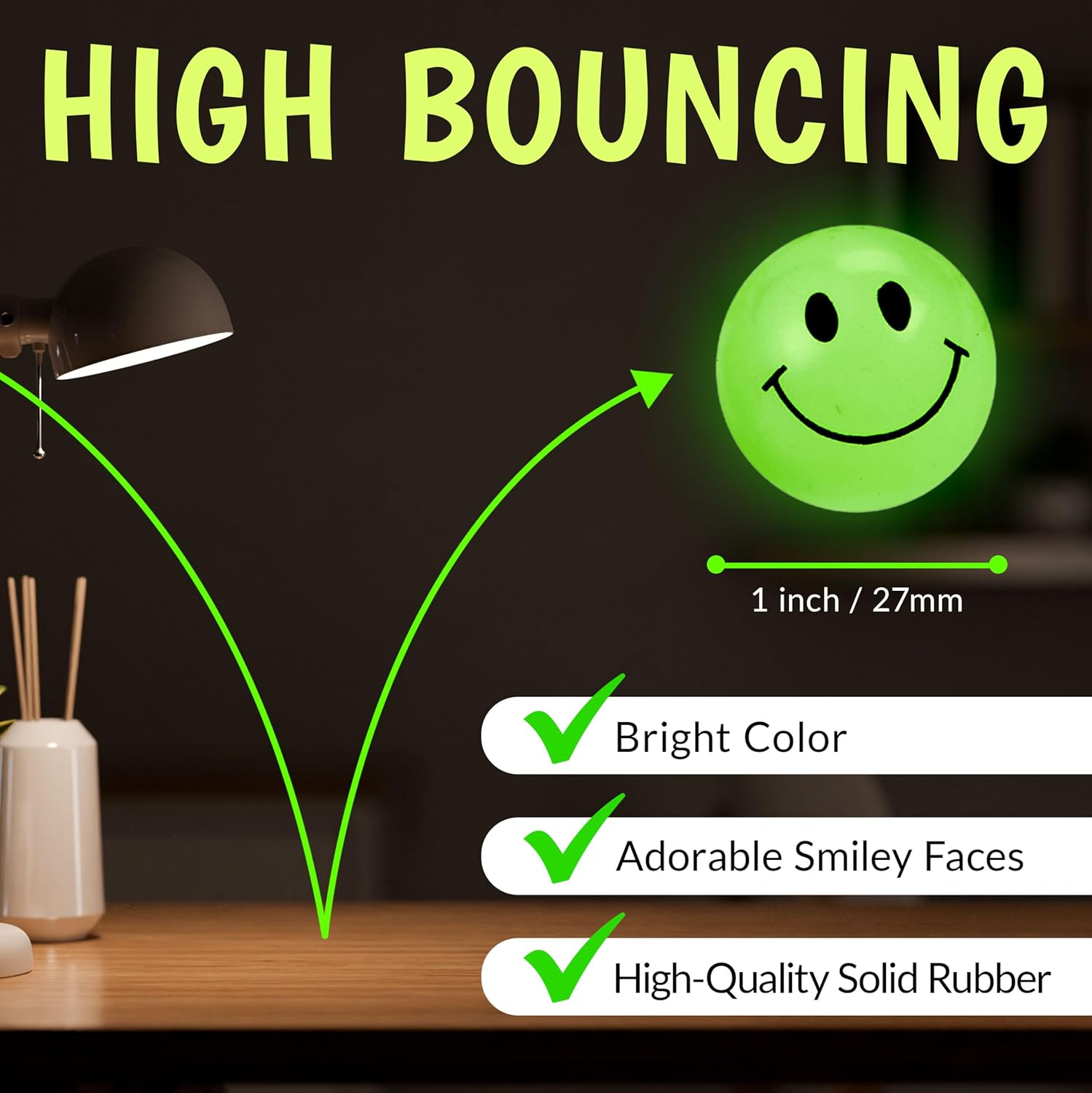 Playbees Glow in The Dark Bouncy Balls Bulk for Kids Super Bouncy Small Balls 1 inch for Kids Vending Machines Goodie Bag Stuffers for Boys and Girls